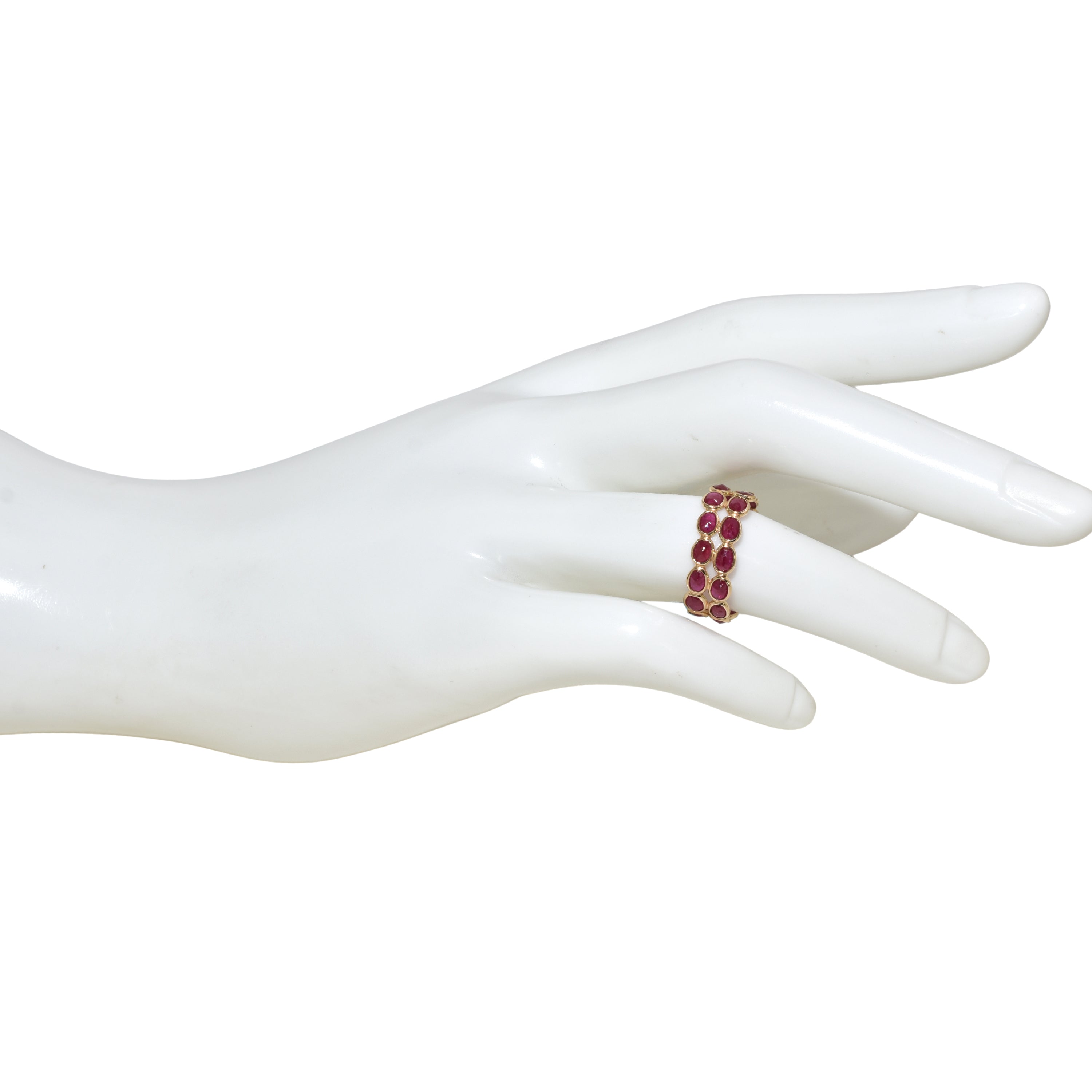 14k Ruby Two Row Oval Shaped Ring