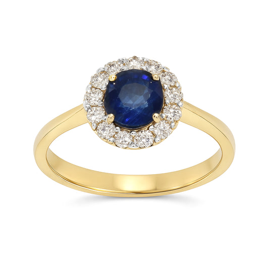 14k Sapphire Diamond Round Cut Ring