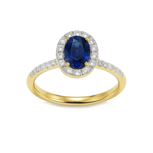 14k Sapphire Diamond Oval Cut Ring