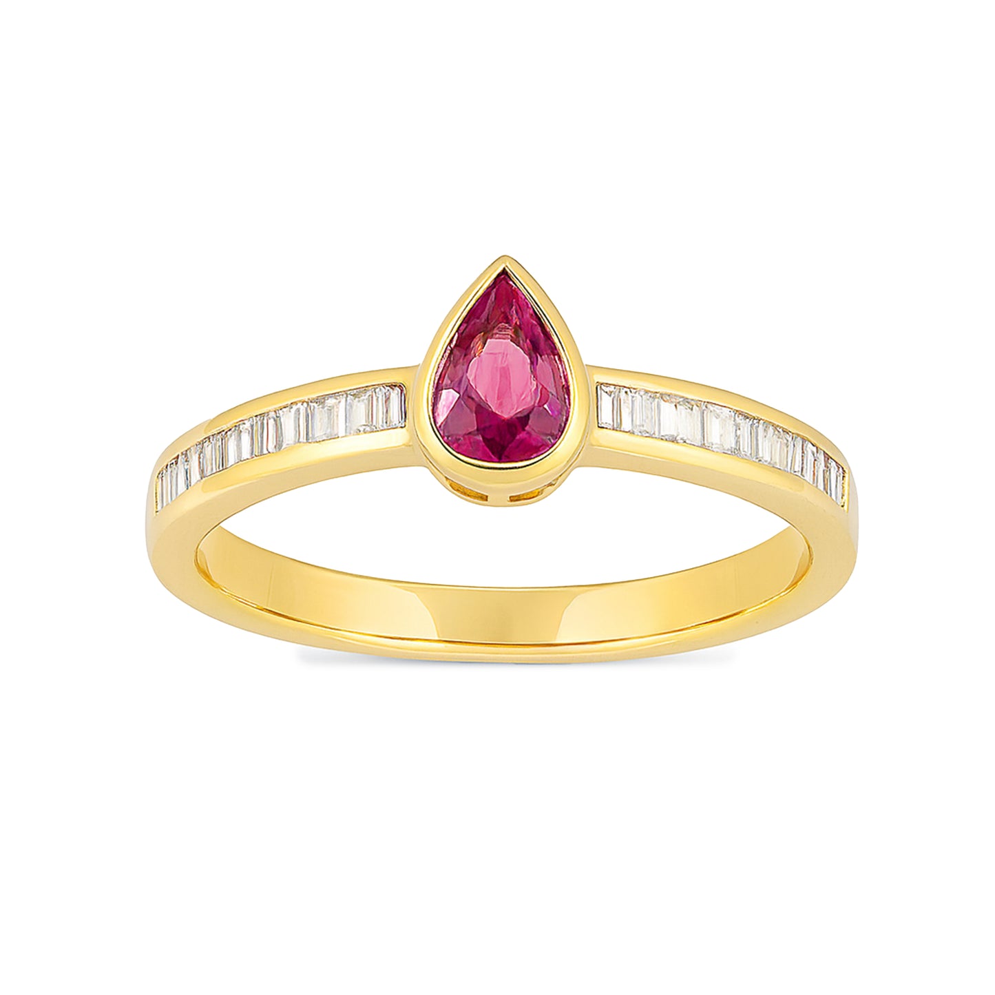14k Ruby Diamond Pear Shape Bezel Ring