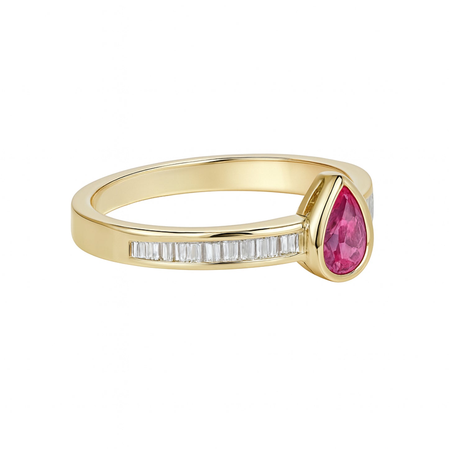 14k Ruby Diamond Pear Shape Bezel Ring