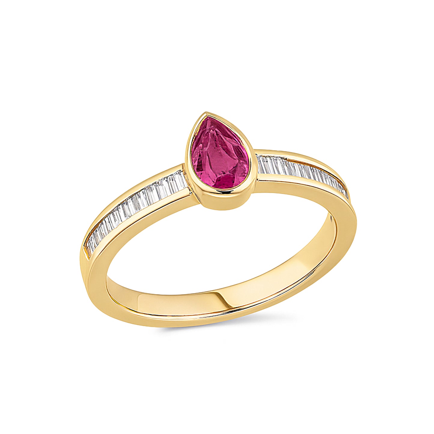 14k Ruby Diamond Pear Shape Bezel Ring