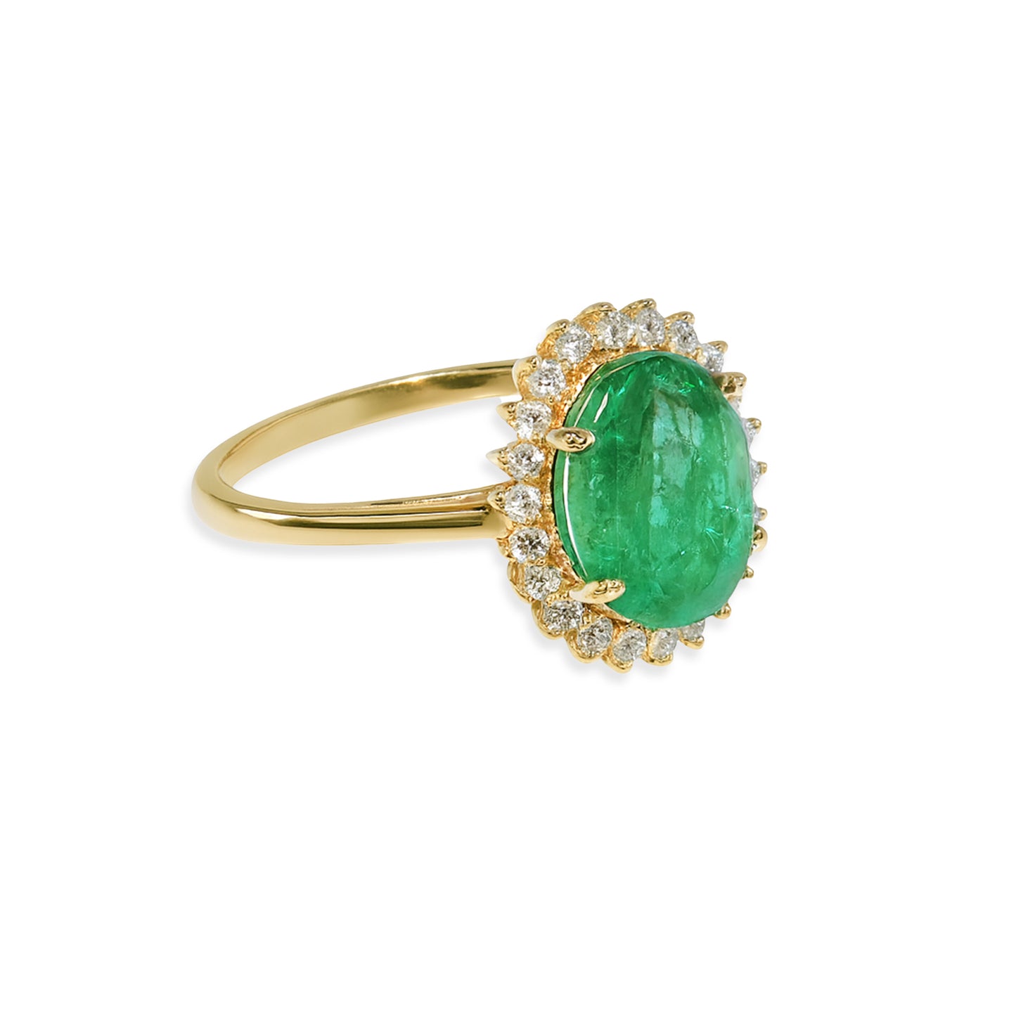 14k Emerald Diamond Oval Cut Ring