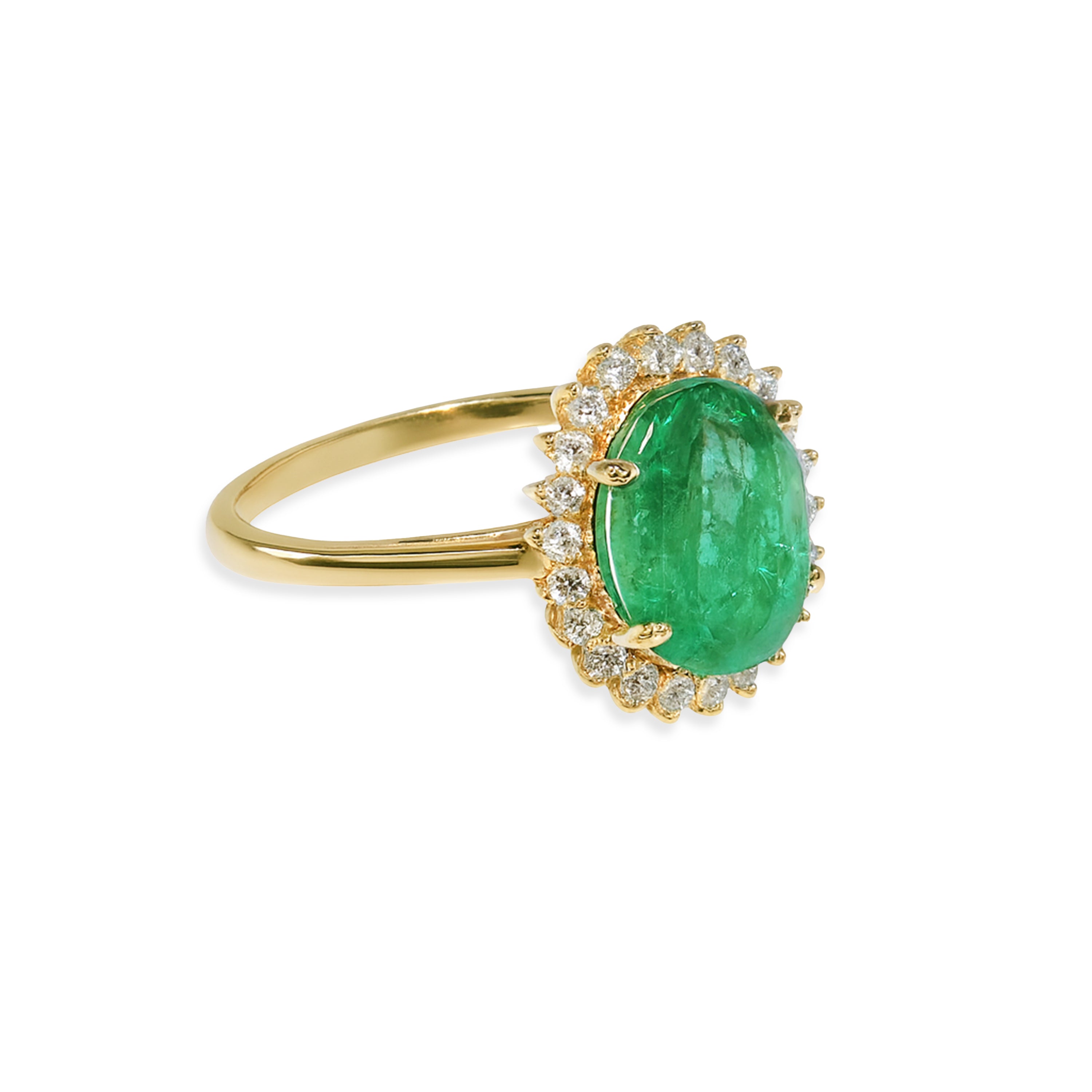 14k Emerald Diamond Oval Cut Ring