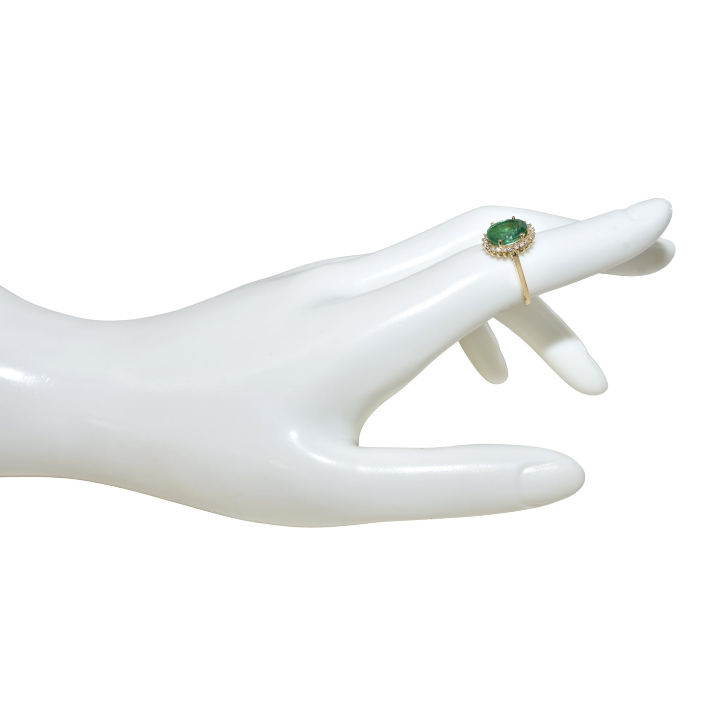 14k Emerald Diamond Oval Cut Ring