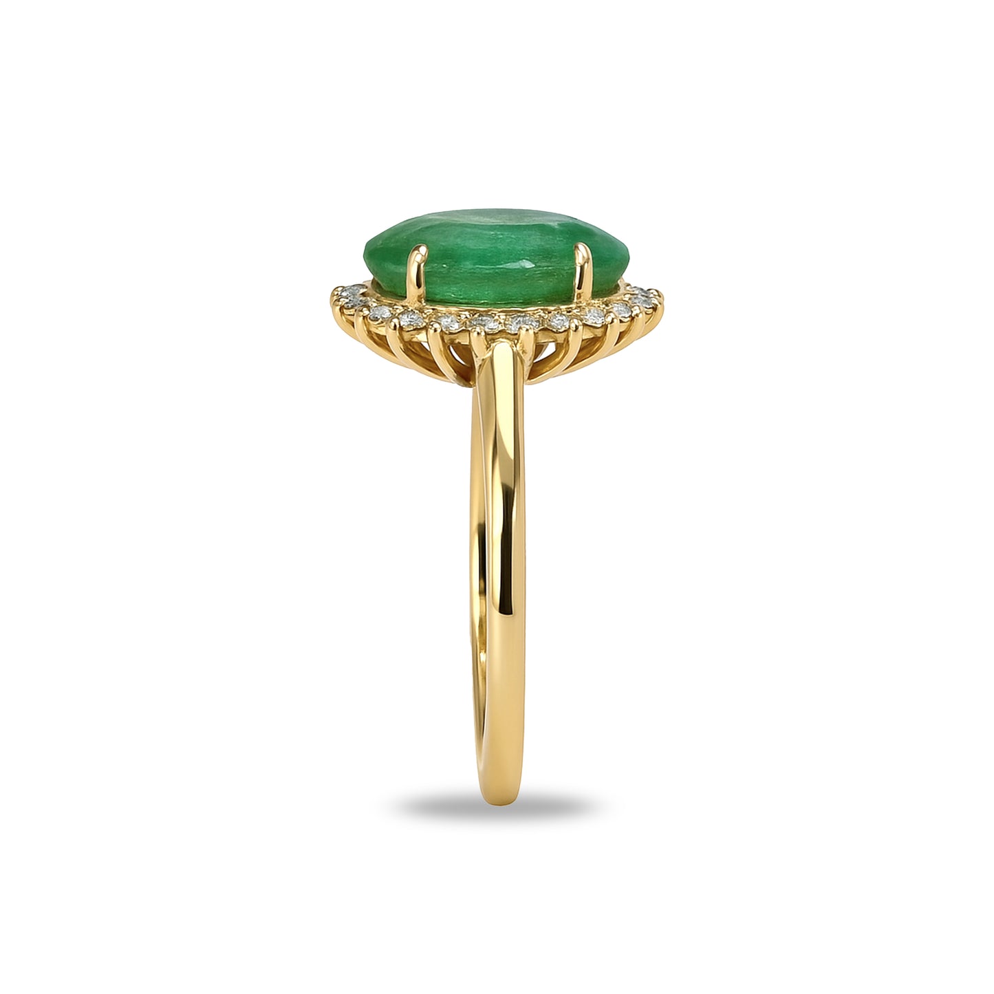 14k Emerald Diamond Oval Cut Ring