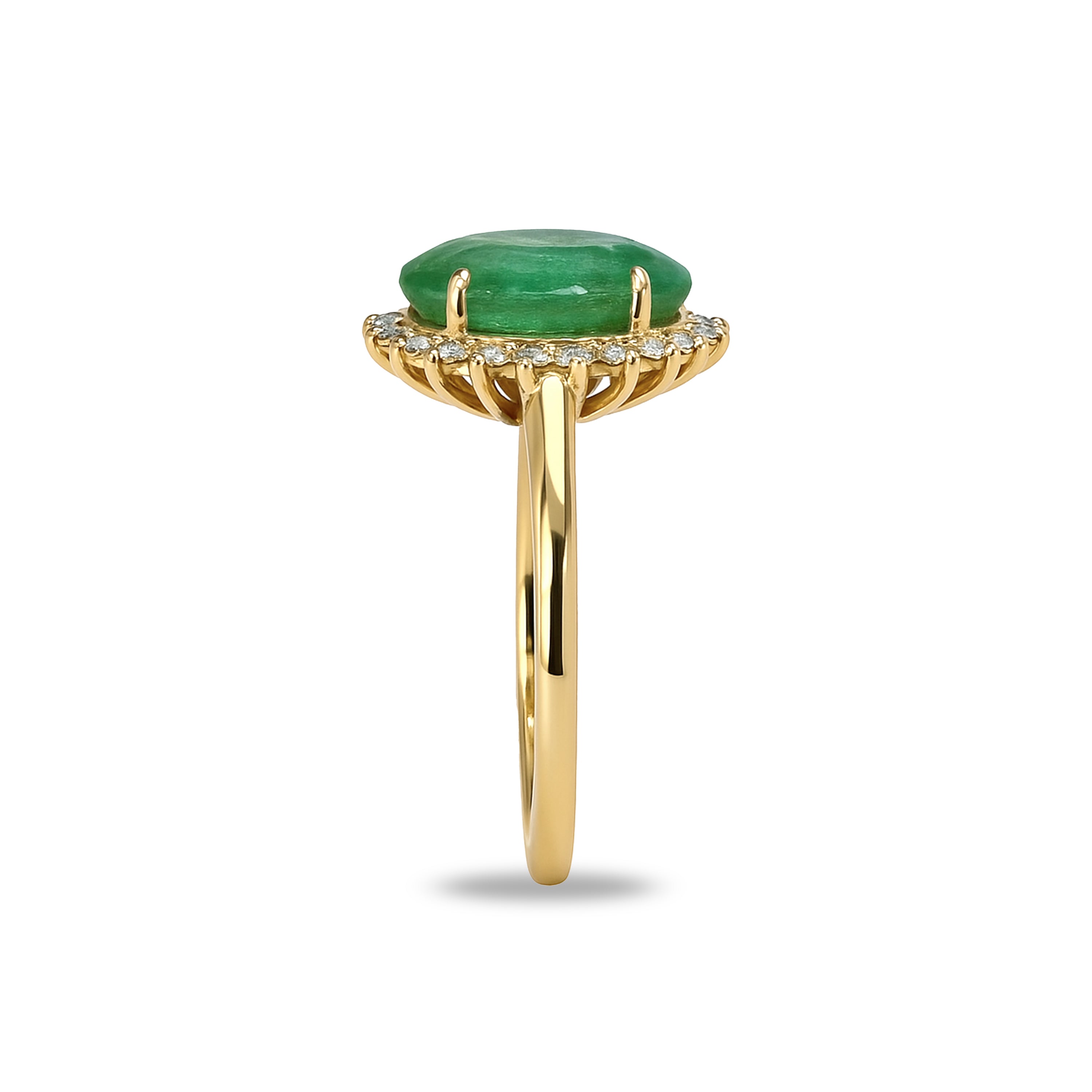 14k Emerald Diamond Oval Cut Ring