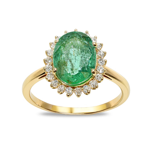 14k Emerald Diamond Oval Cut Ring