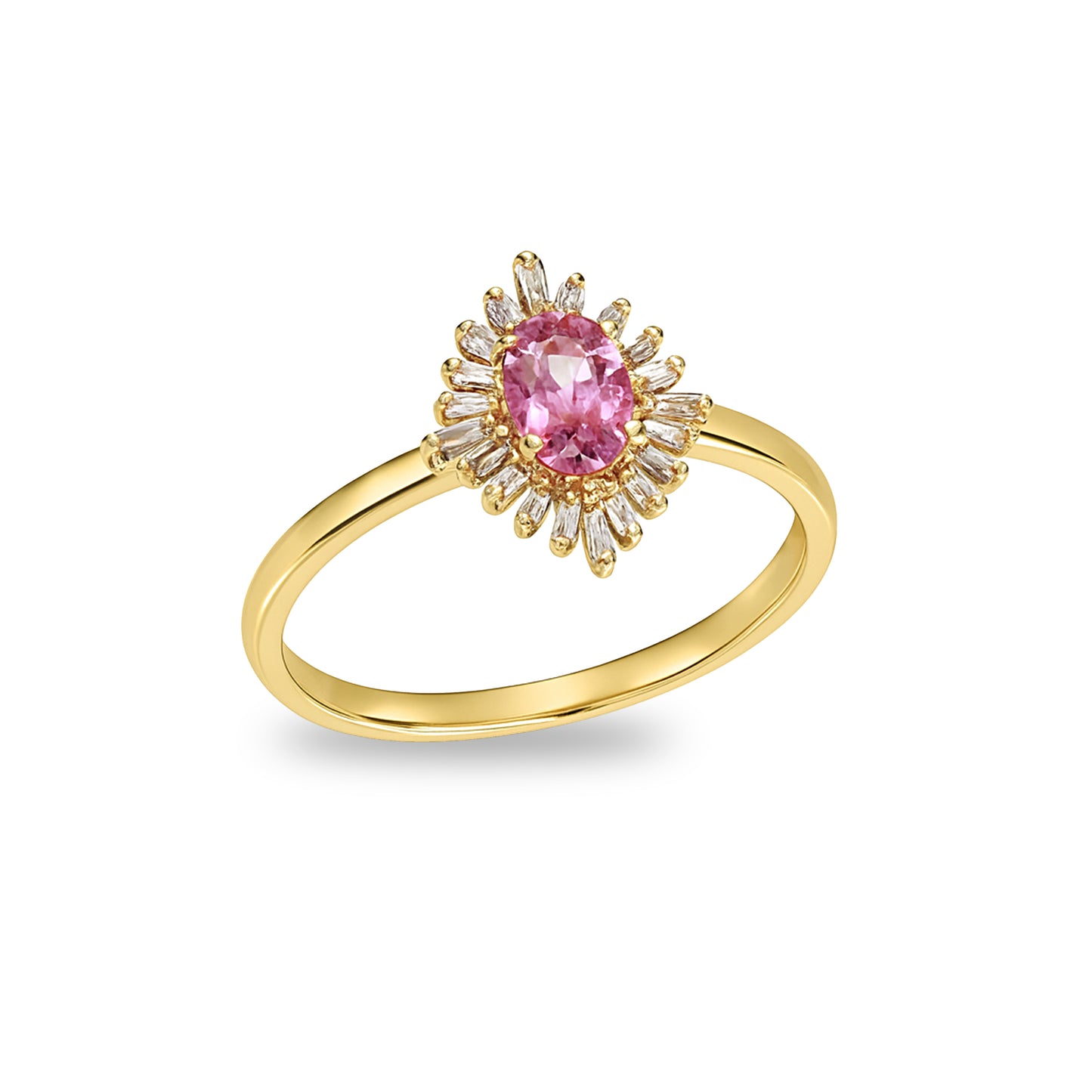 14k Pink Sapphire Diamond Marquise Ring