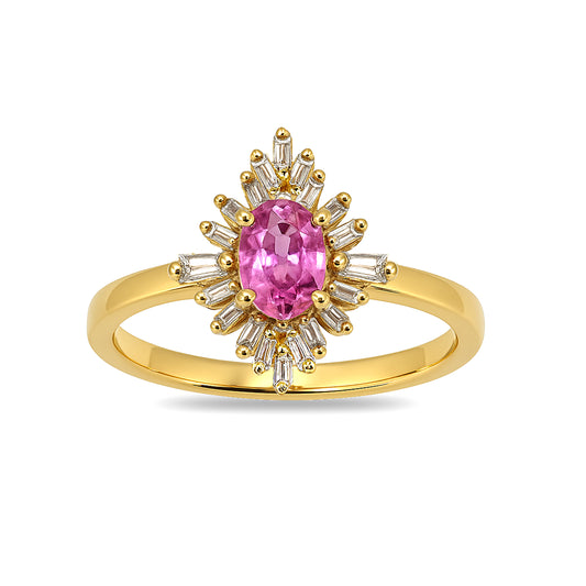 14k Pink Sapphire Diamond Marquise Ring