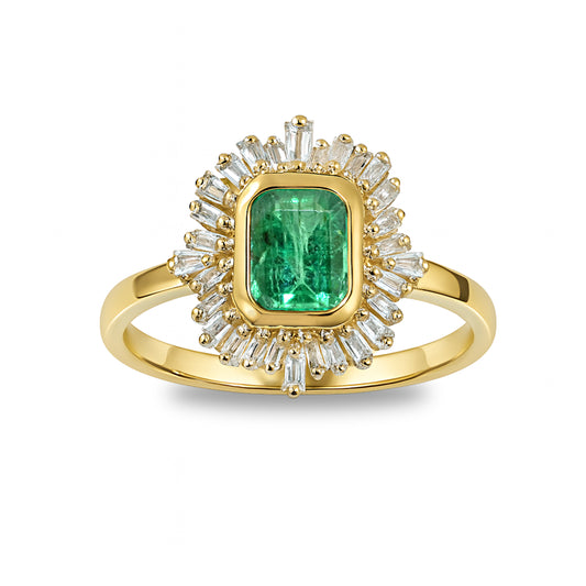 14k Emerald Diamond Emerald Cut Ring