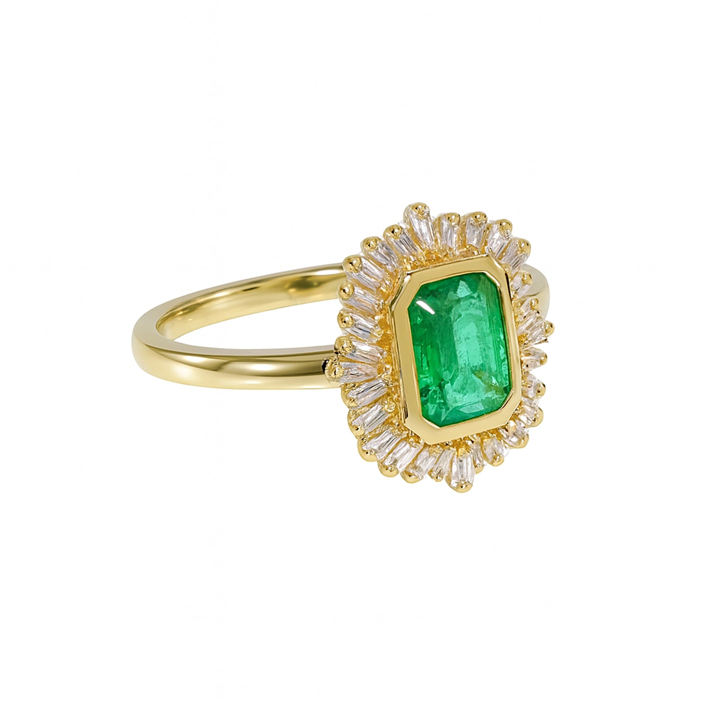 14k Emerald Diamond Emerald Cut Ring