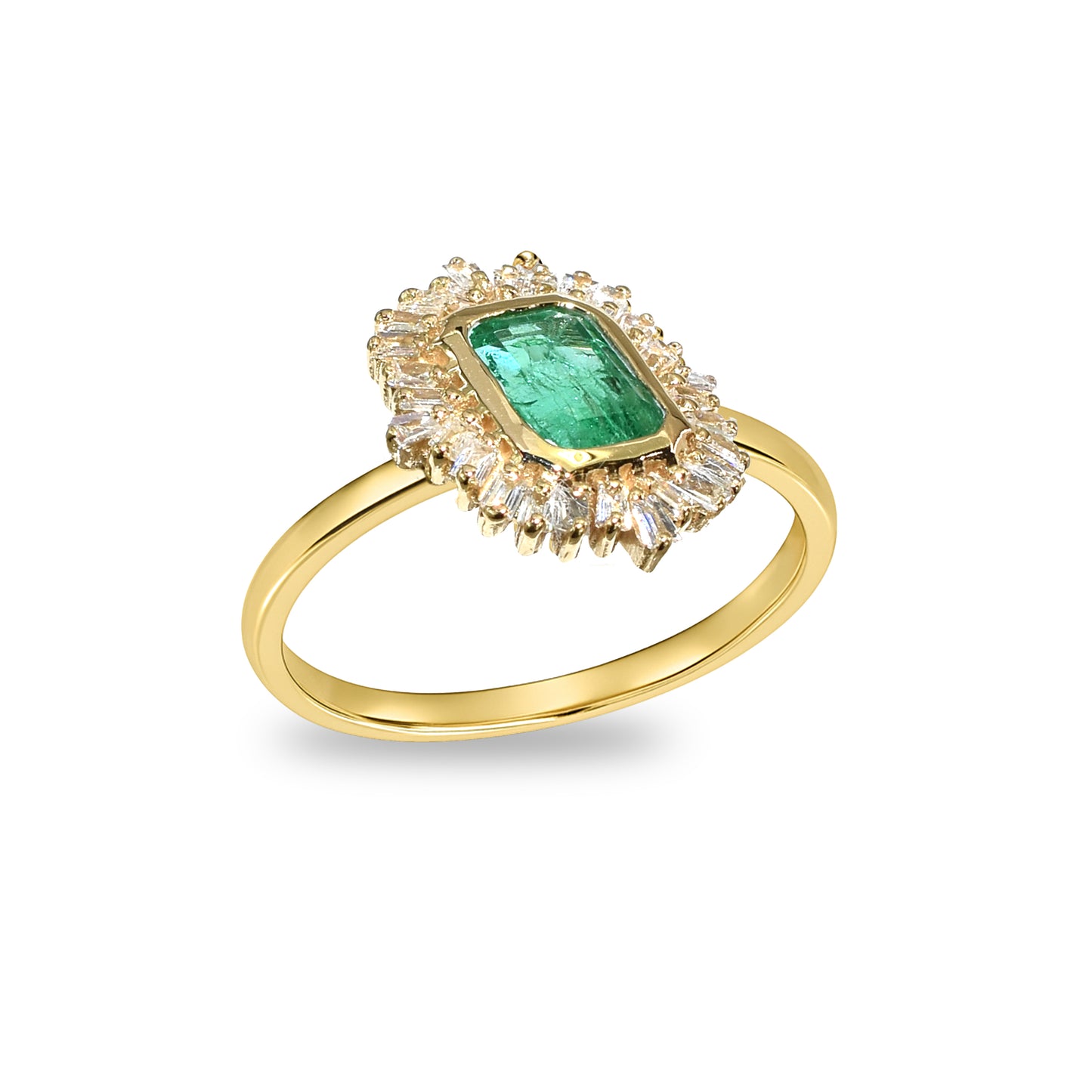 14k Emerald Diamond Emerald Cut Ring