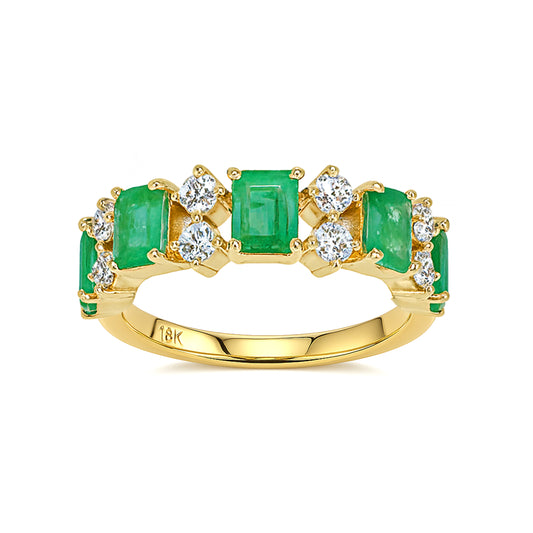 14k Emerald Diamond Multi Stone Ring