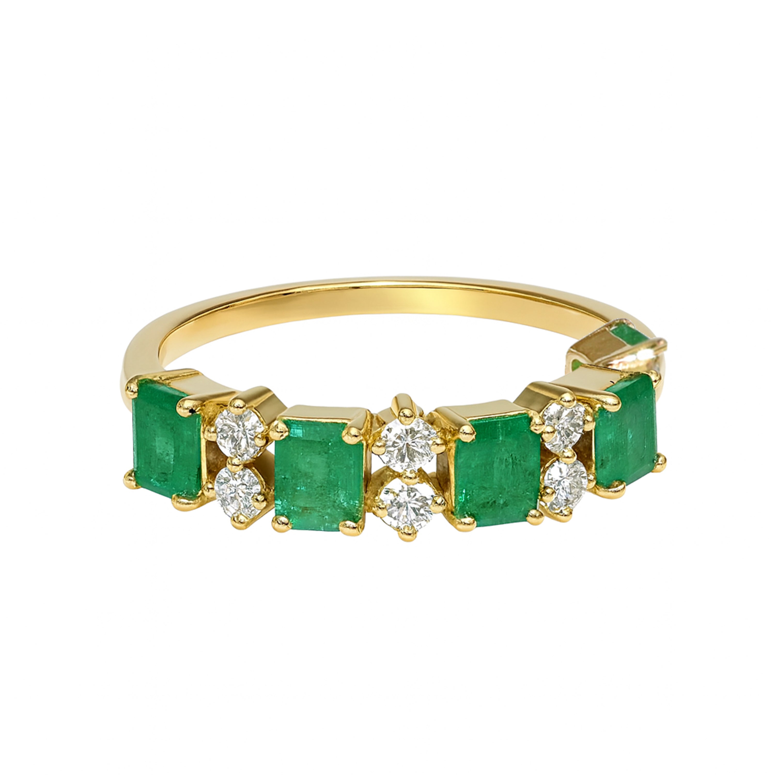 14k Emerald Diamond Multi Stone Ring