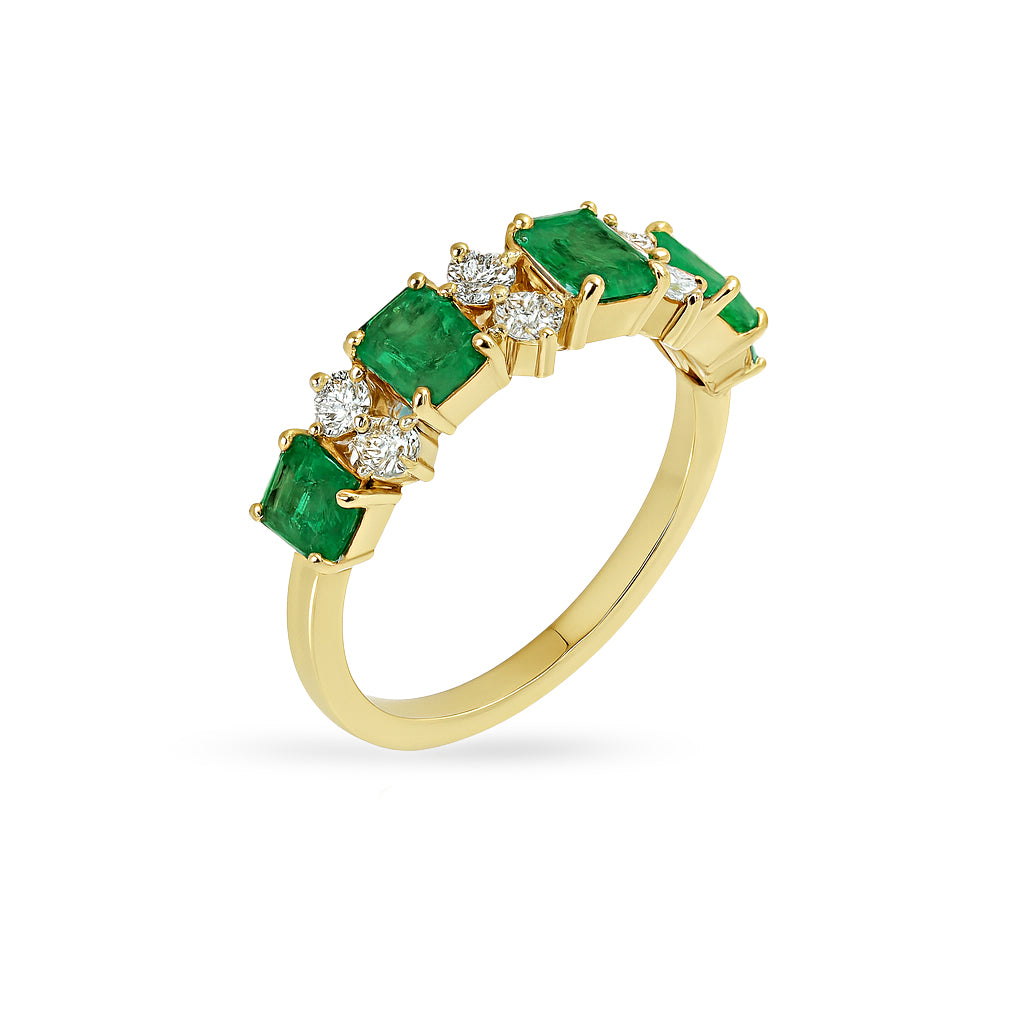 14k Emerald Diamond Multi Stone Ring