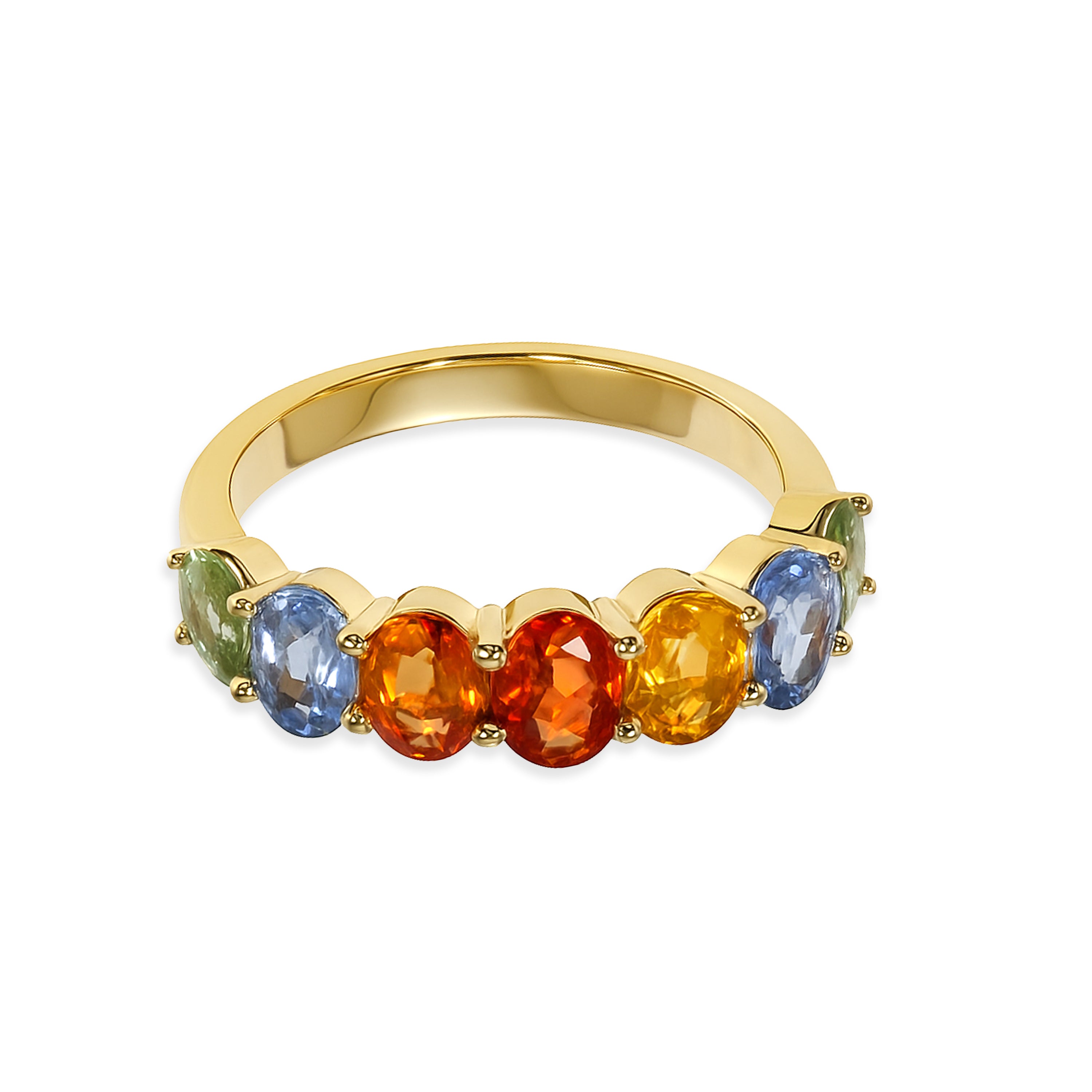 14k Multi Sapphire Round Ring