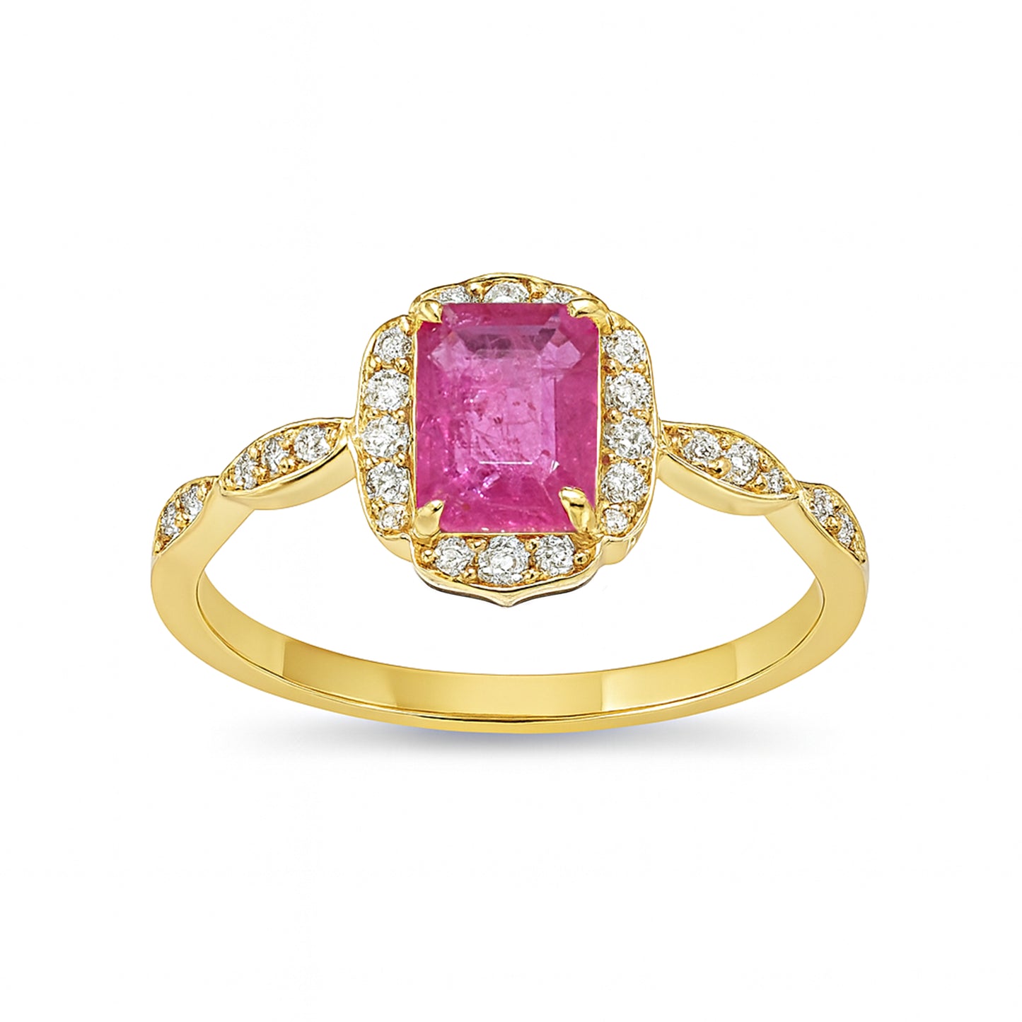 14k Ruby Diamond Rectangle Ring