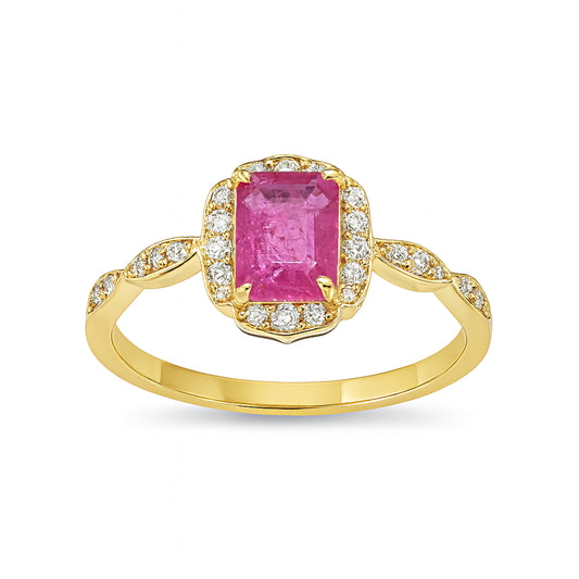 14k Ruby Diamond Rectangle Ring