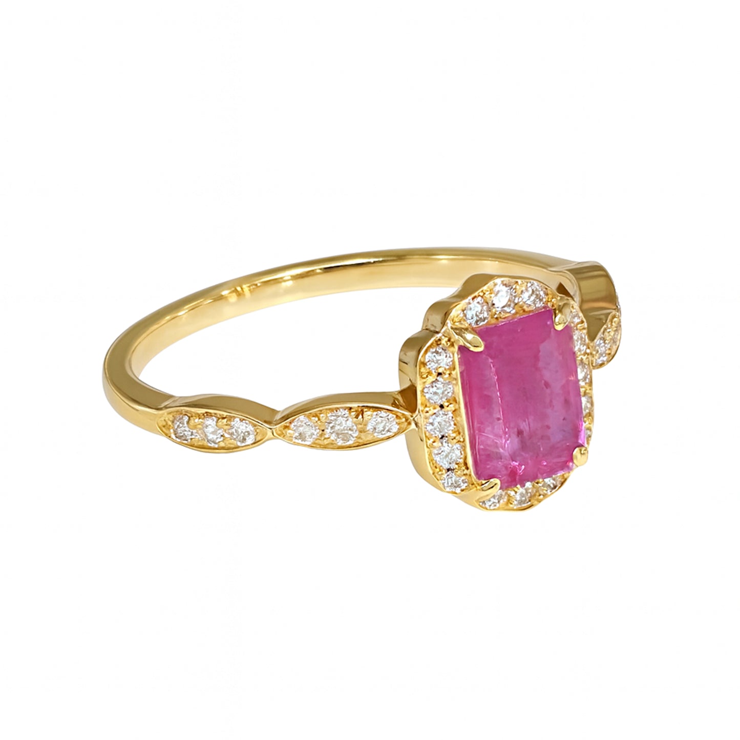 14k Ruby Diamond Rectangle Ring