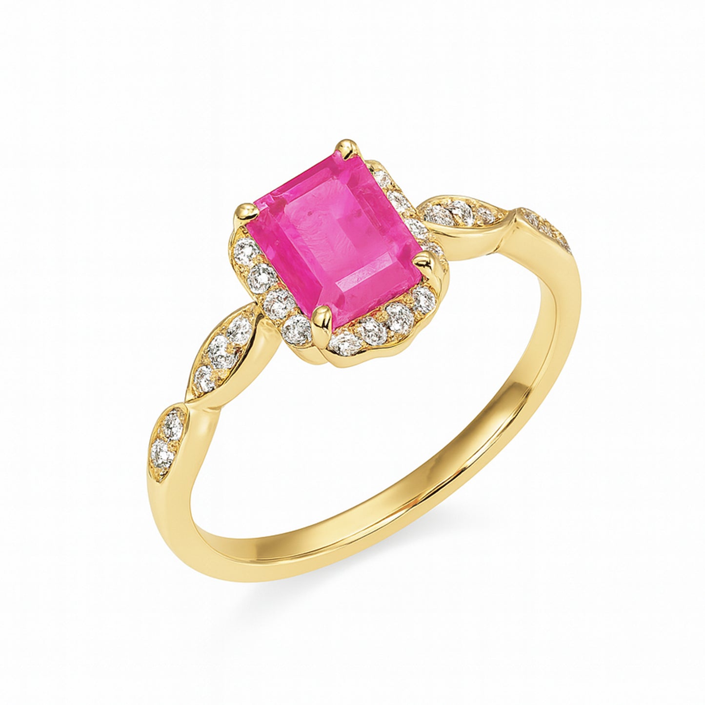 14k Ruby Diamond Rectangle Ring