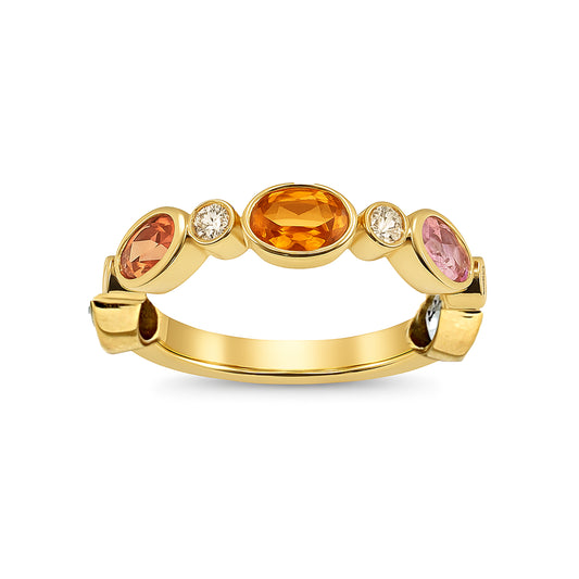 14k Multi Sapphire Diamond Oval Ring