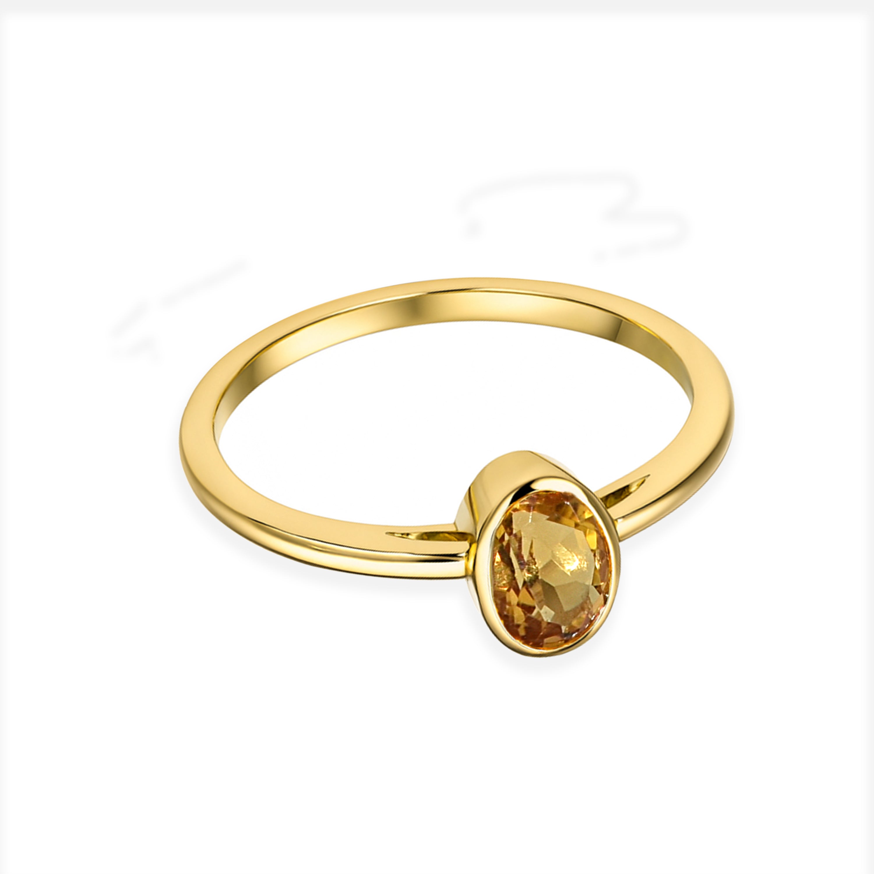14k Gemstone Oval Bezel Ring