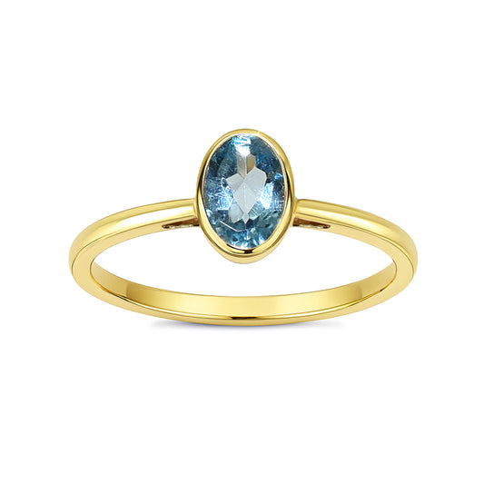 14k Gemstone Oval Bezel Ring