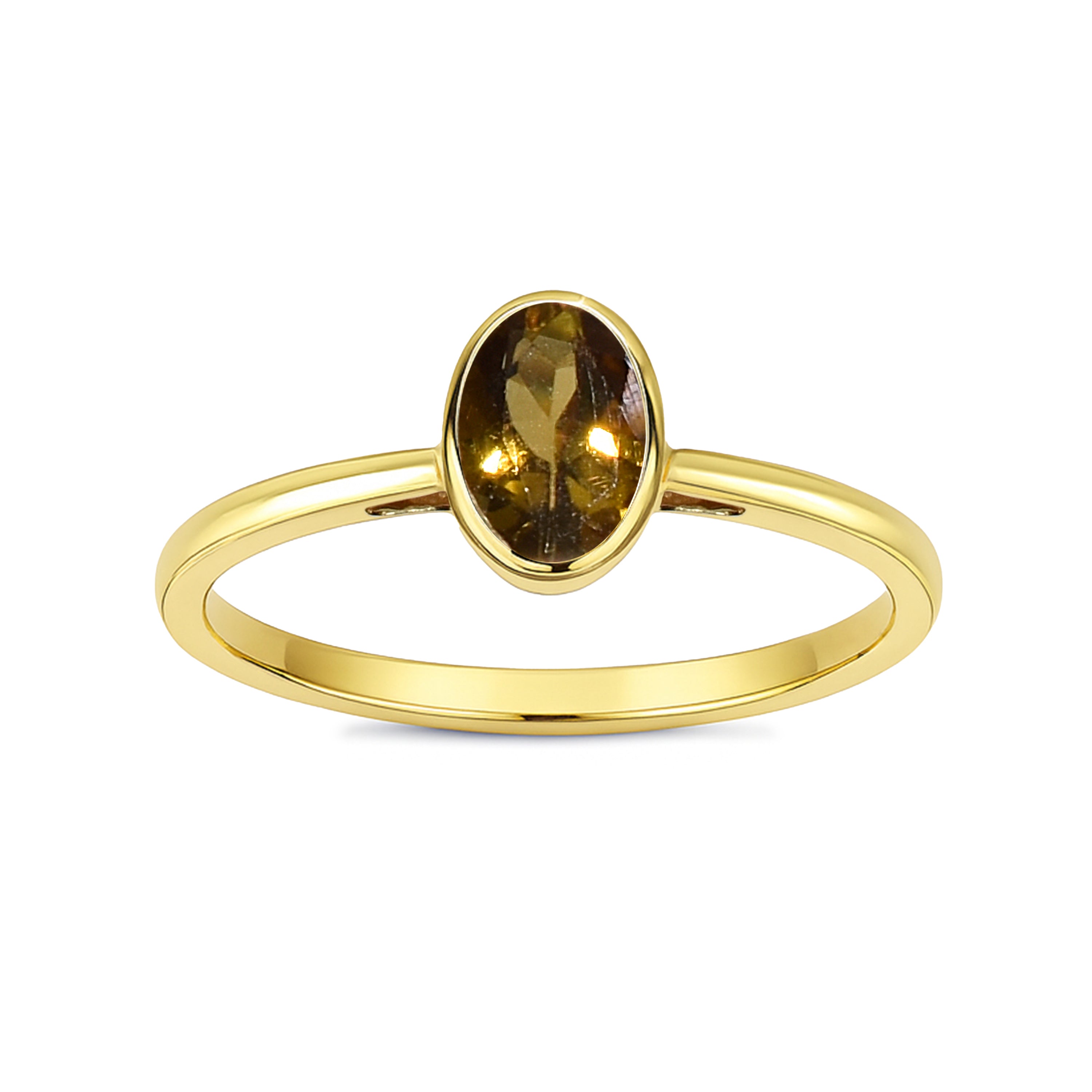 14k Gemstone Oval Bezel Ring