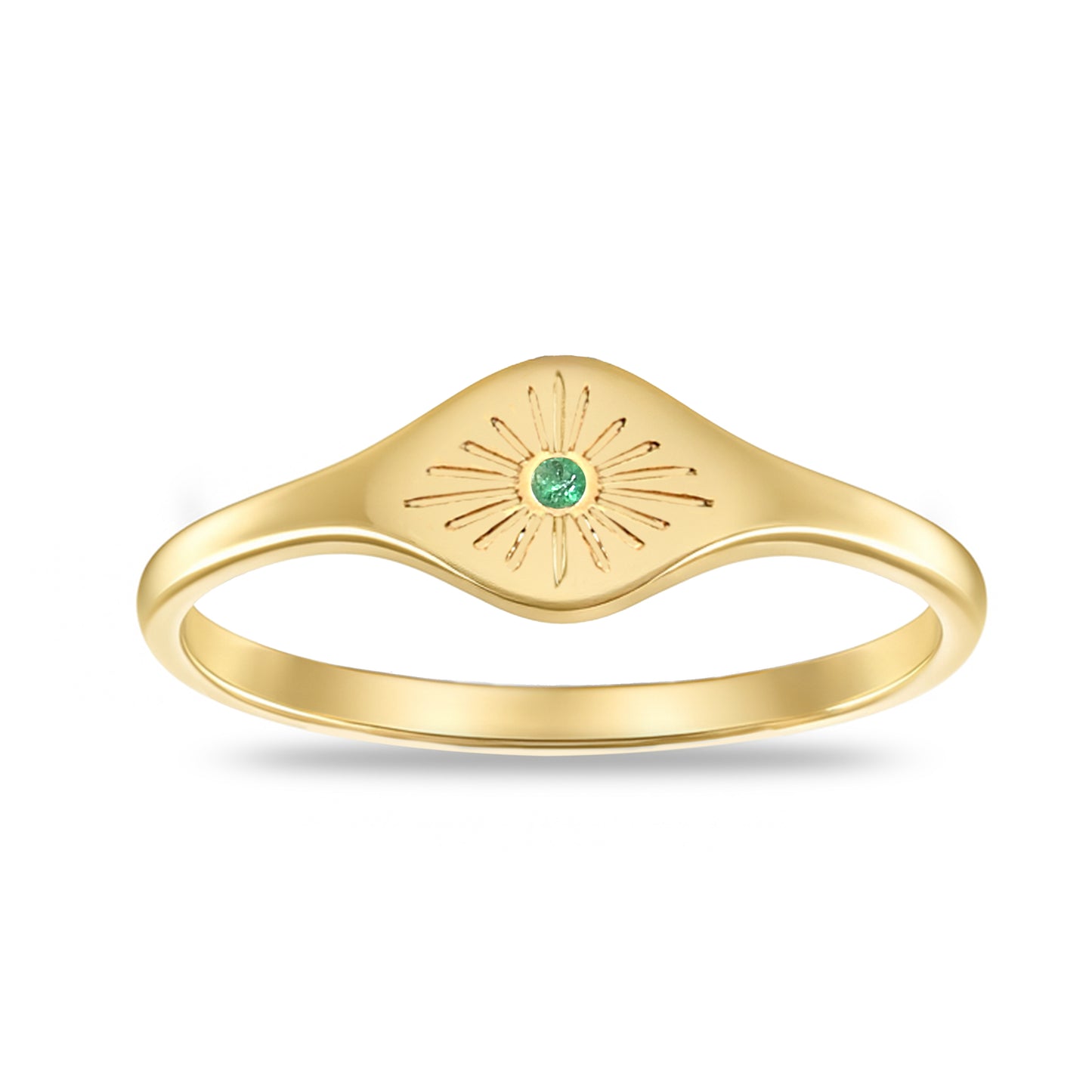 14k Emerald Evil Eye Ring