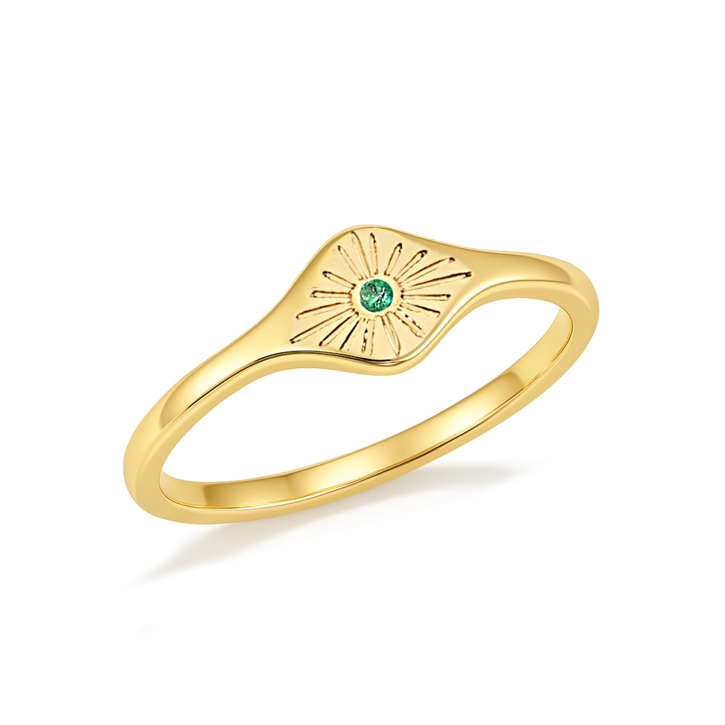 14k Emerald Evil Eye Ring