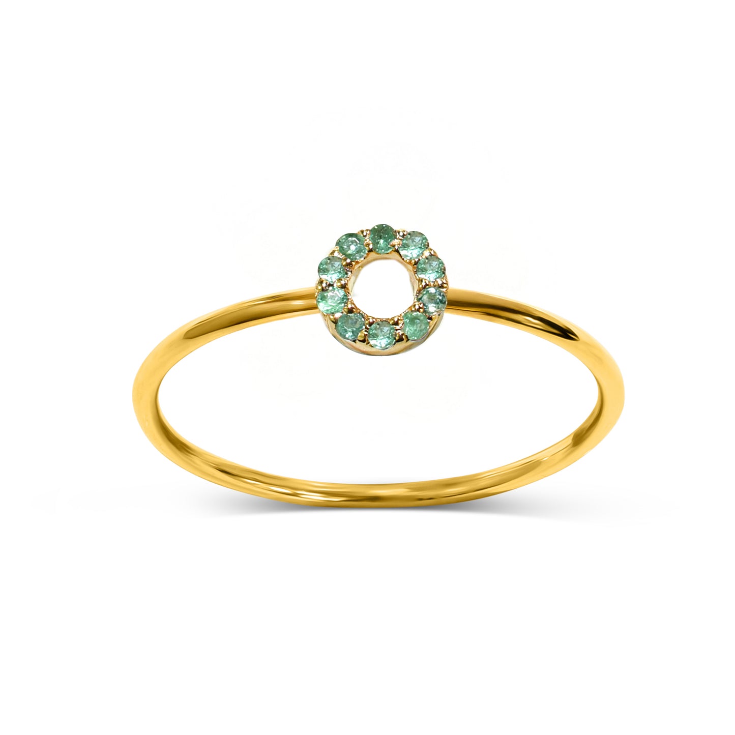 14k Emerald Circle Ring