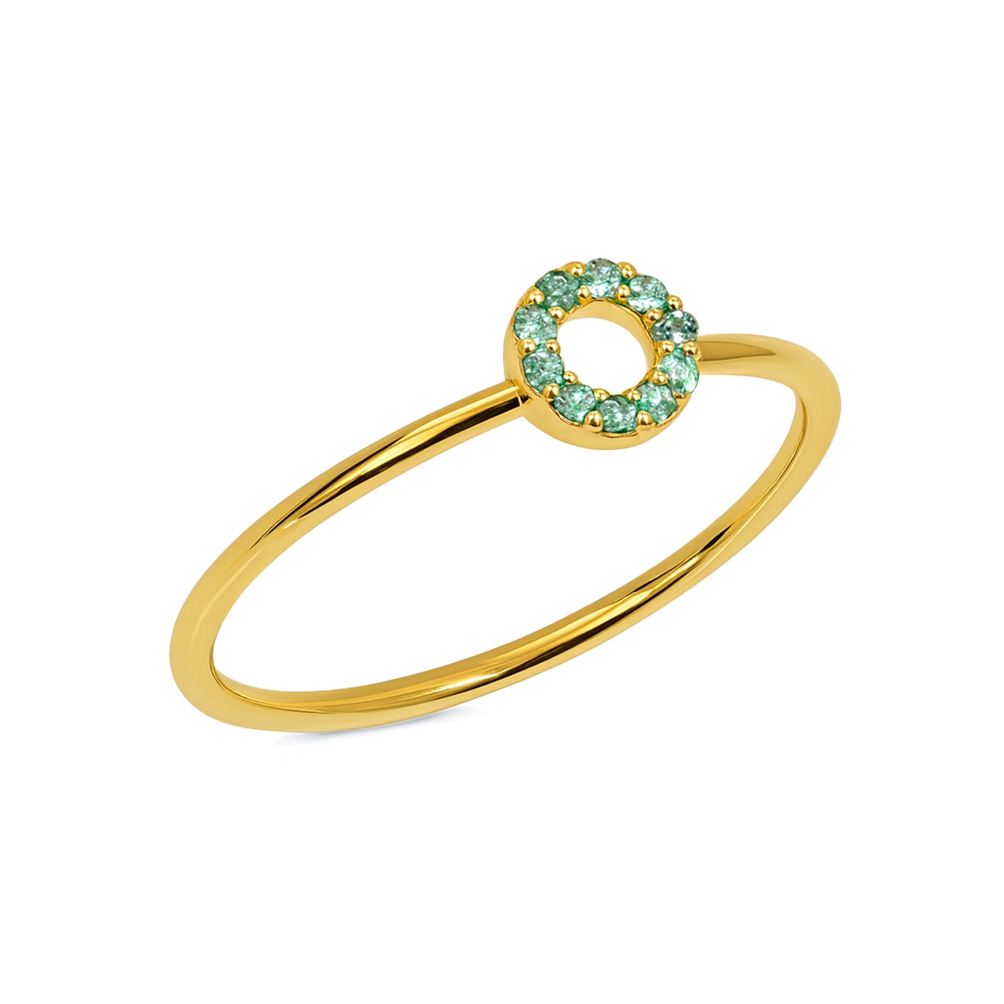 14k Emerald Circle Ring