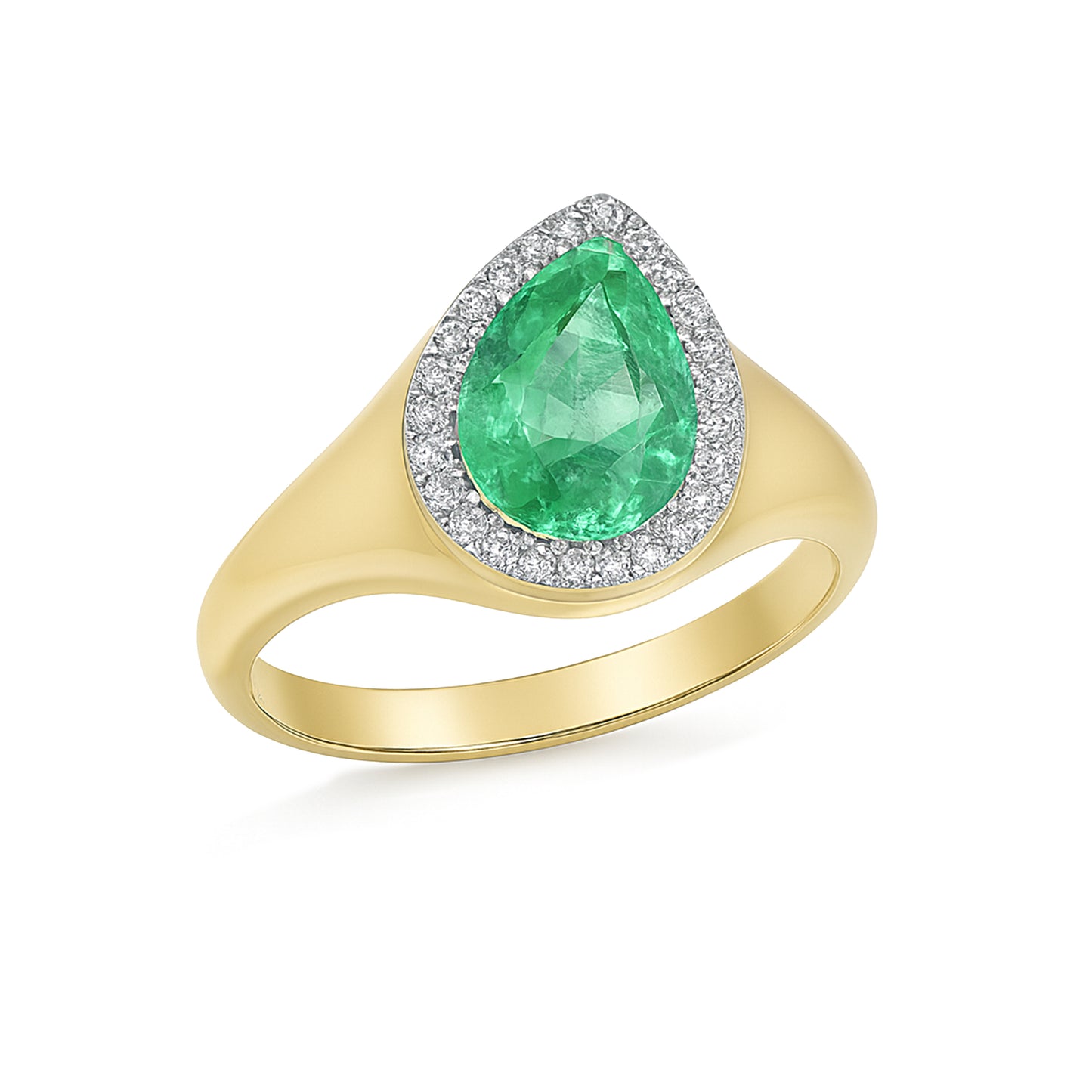 14k Emerald Diamond Pear Shape Ring