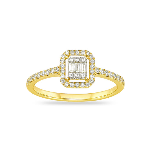 14k Diamond Square Ring
