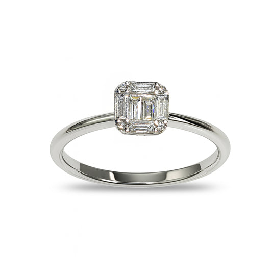 14k White Gold Diamond Square Ring