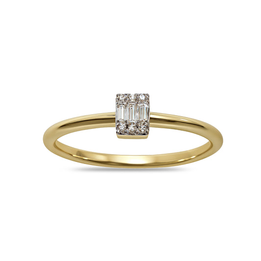 14k Diamond Rectangle Cut Ring