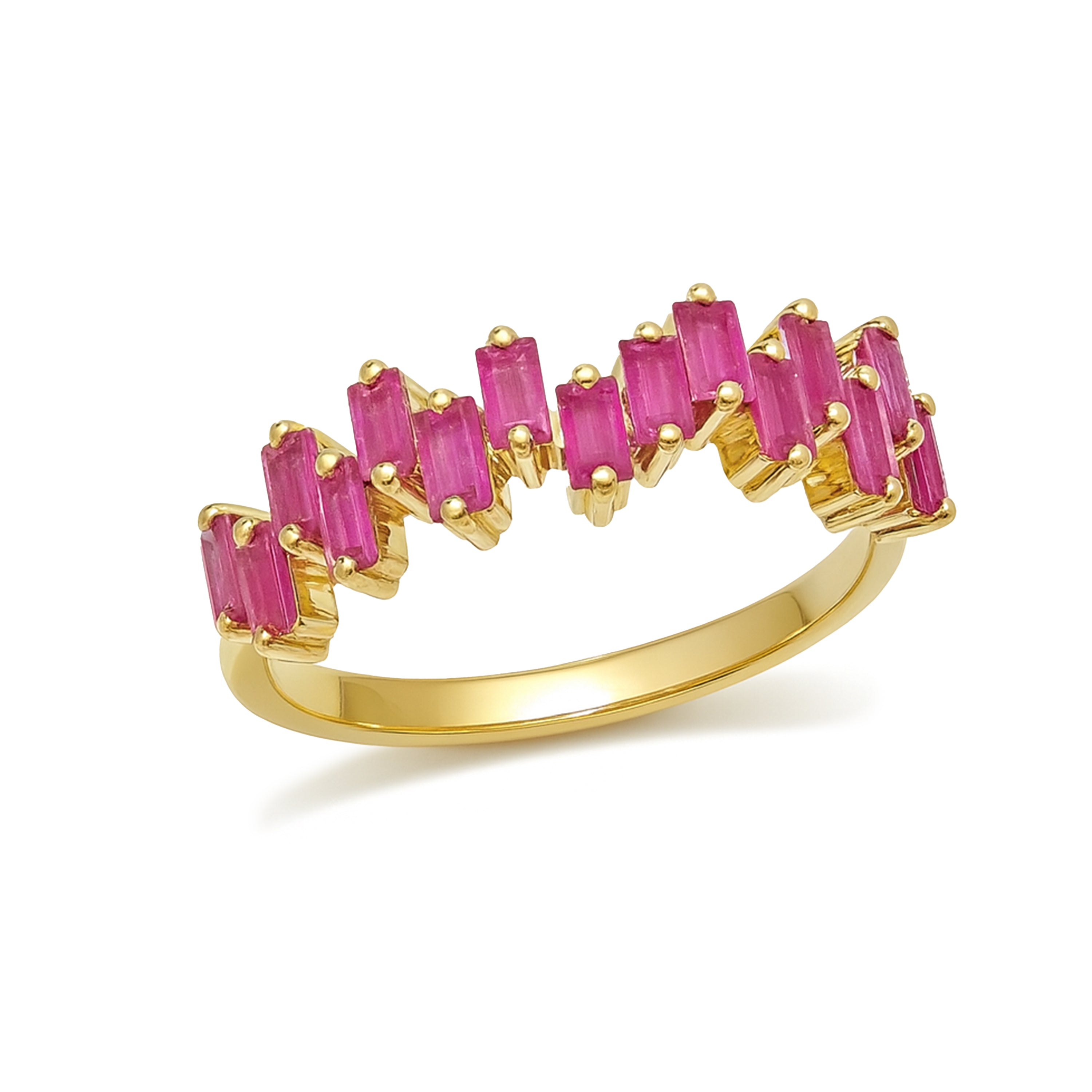 14k Gemstone Baguette Crown Ring