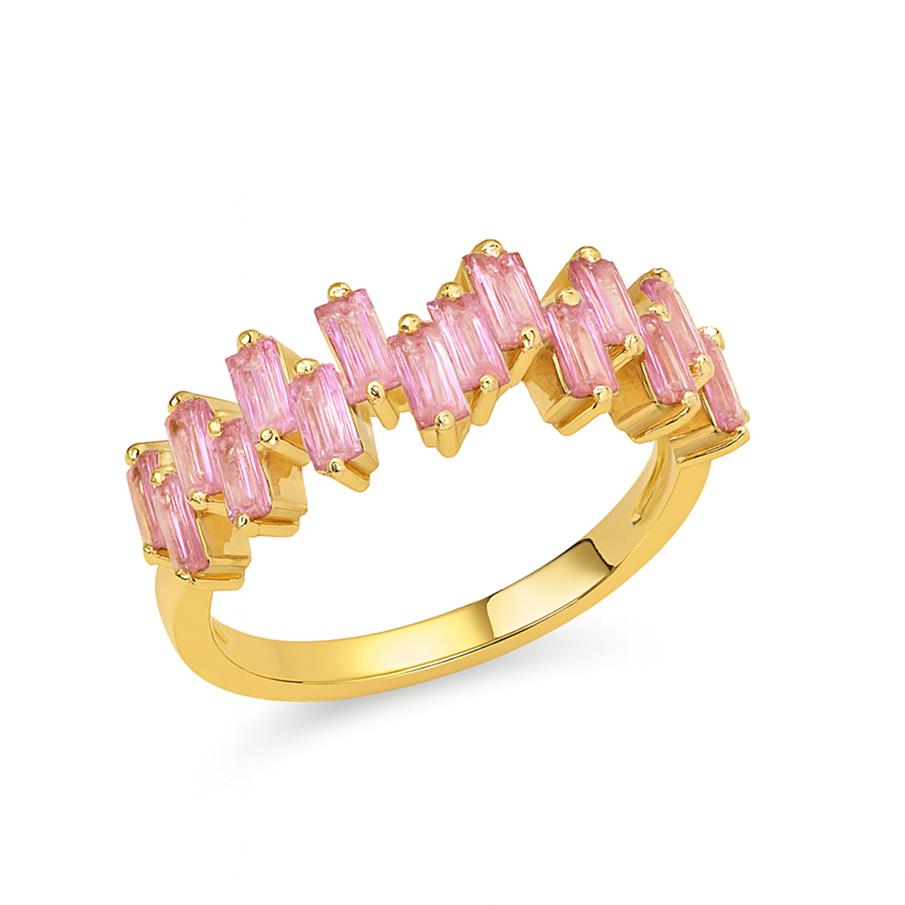 14k Gemstone Baguette Crown Ring