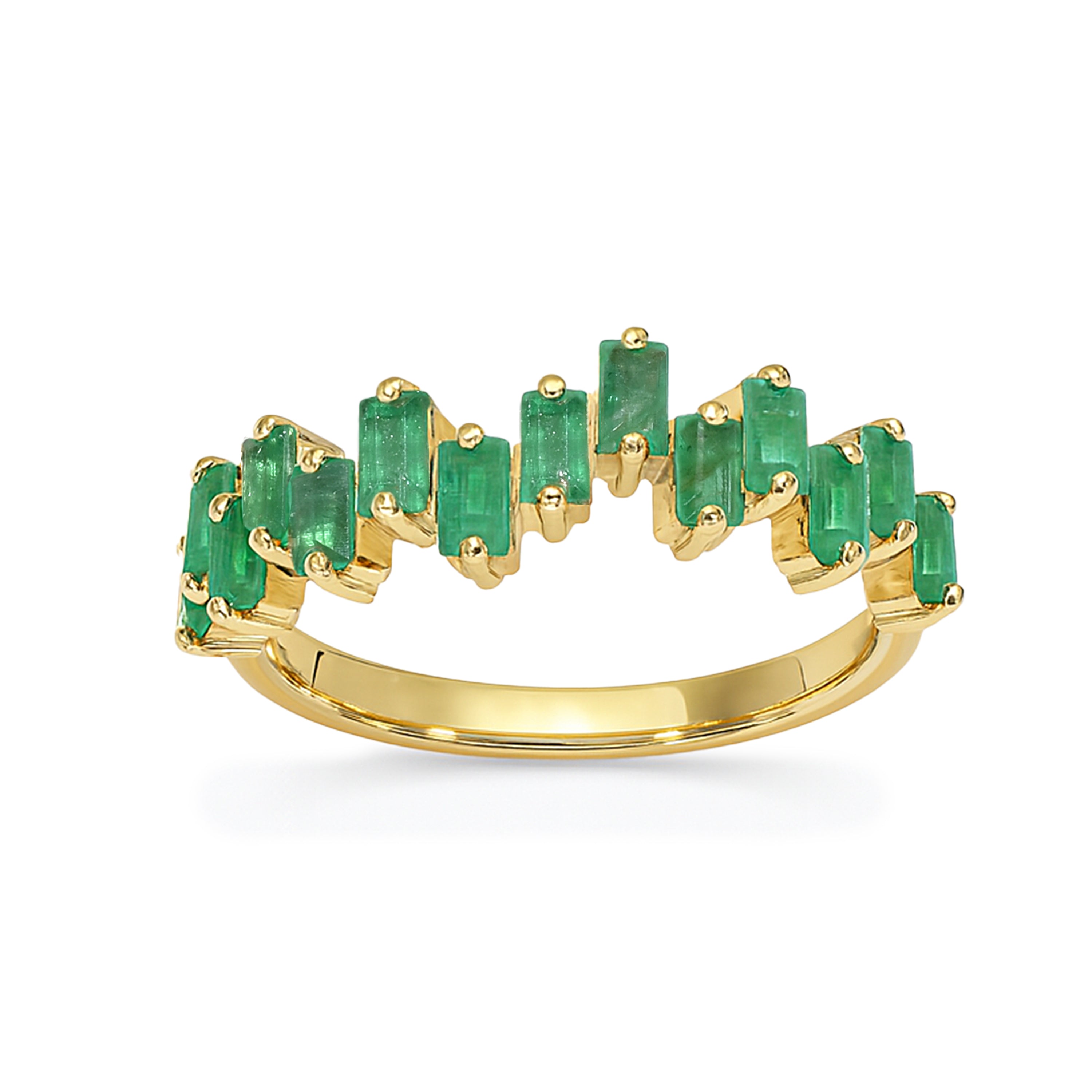 14k Gemstone Baguette Crown Ring