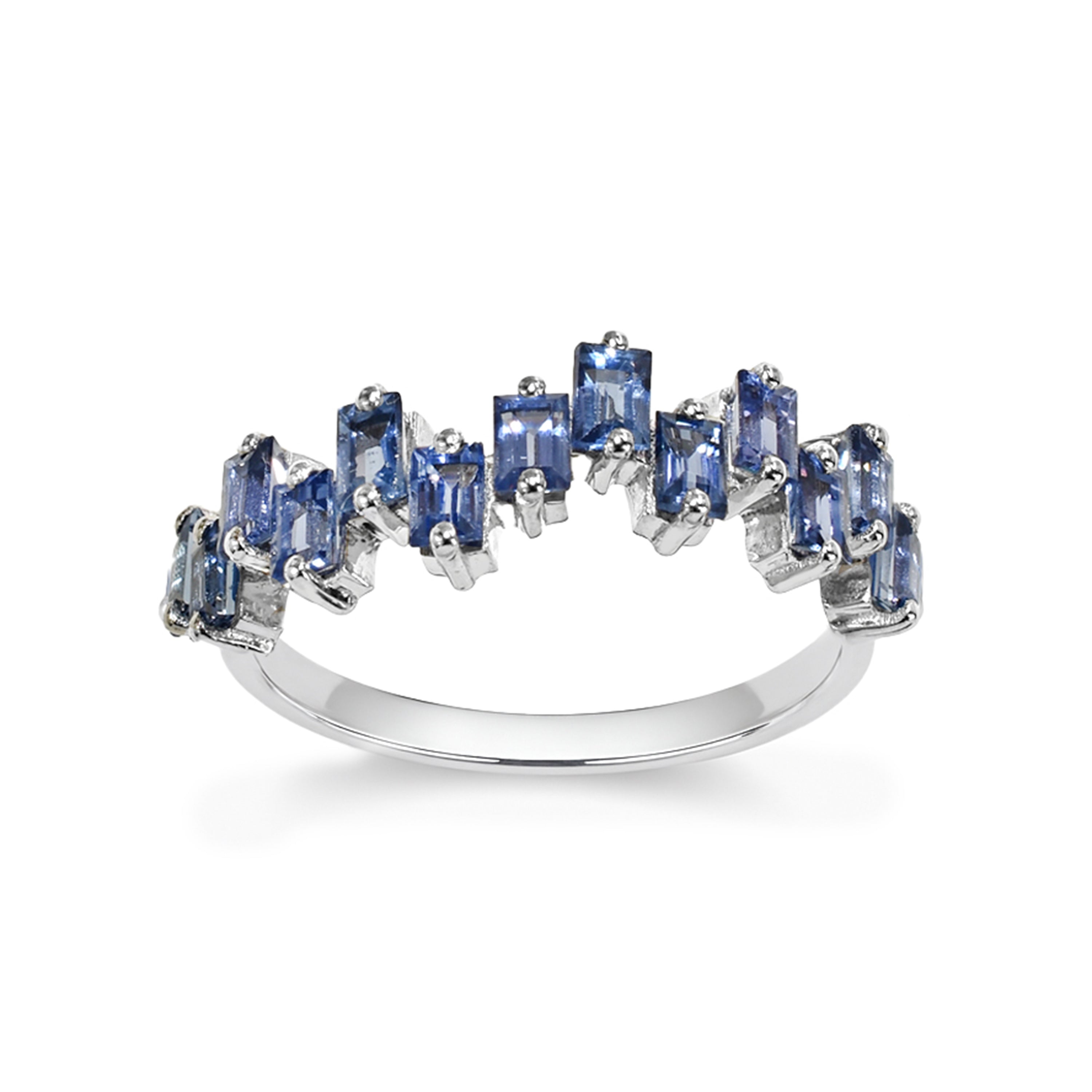 14k Gemstone Baguette Crown Ring
