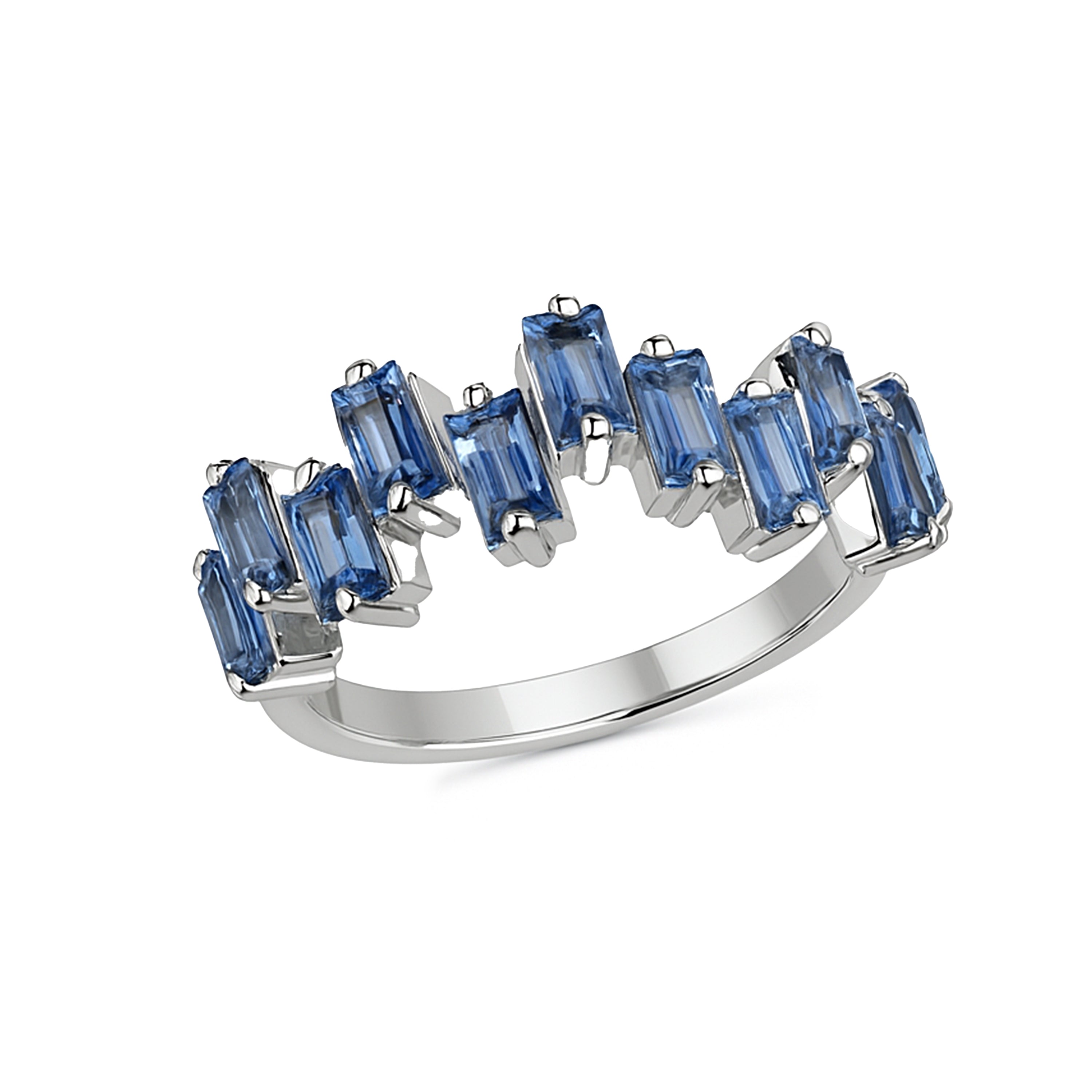 14k Gemstone Baguette Crown Ring