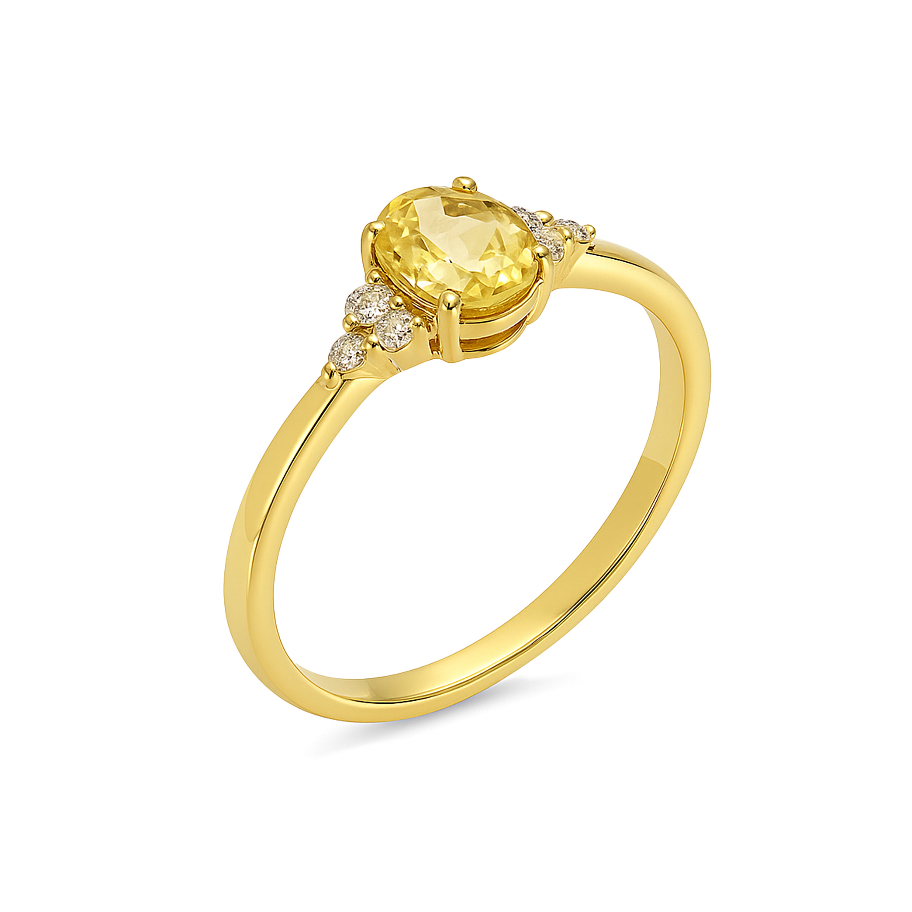 14k Yellow Sapphire Diamond Oval Ring