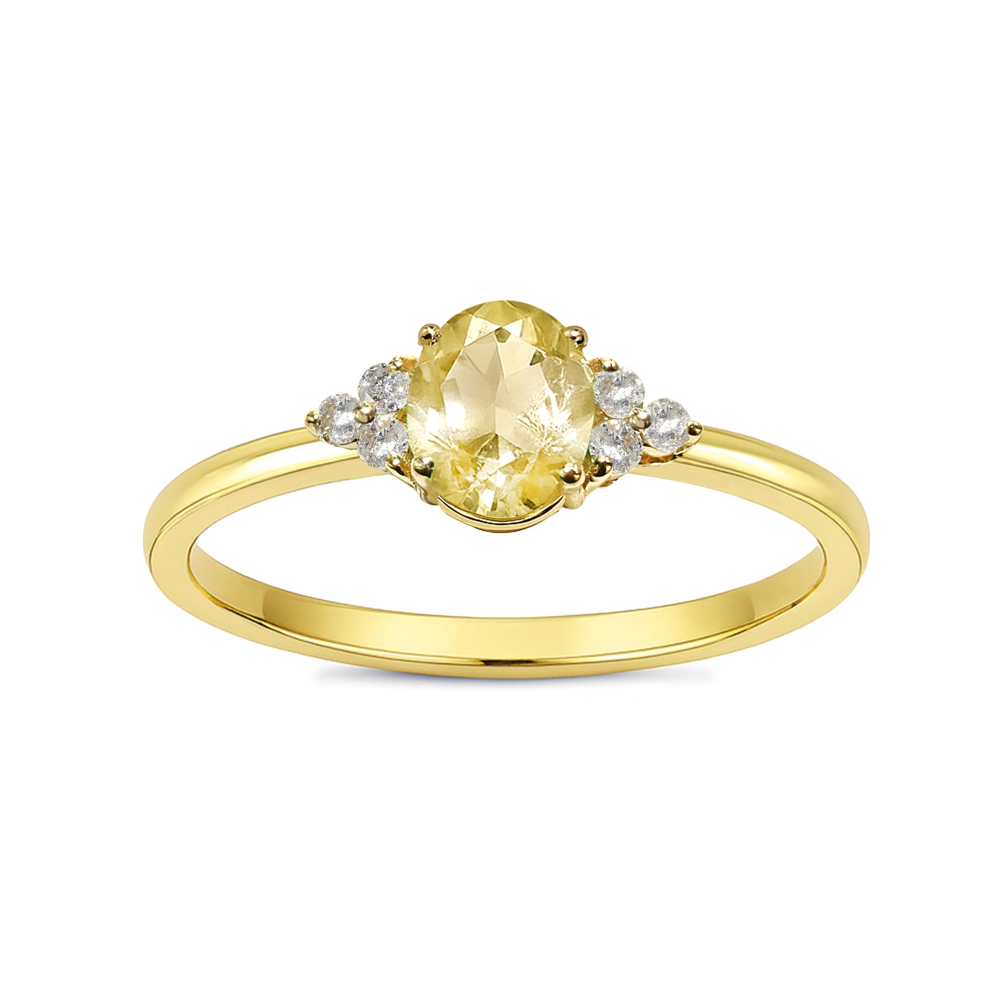 14k Yellow Sapphire Diamond Oval Ring