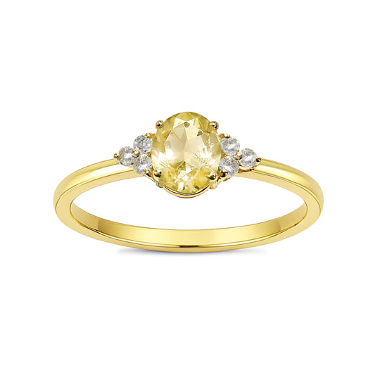14k Yellow Sapphire Diamond Oval Ring