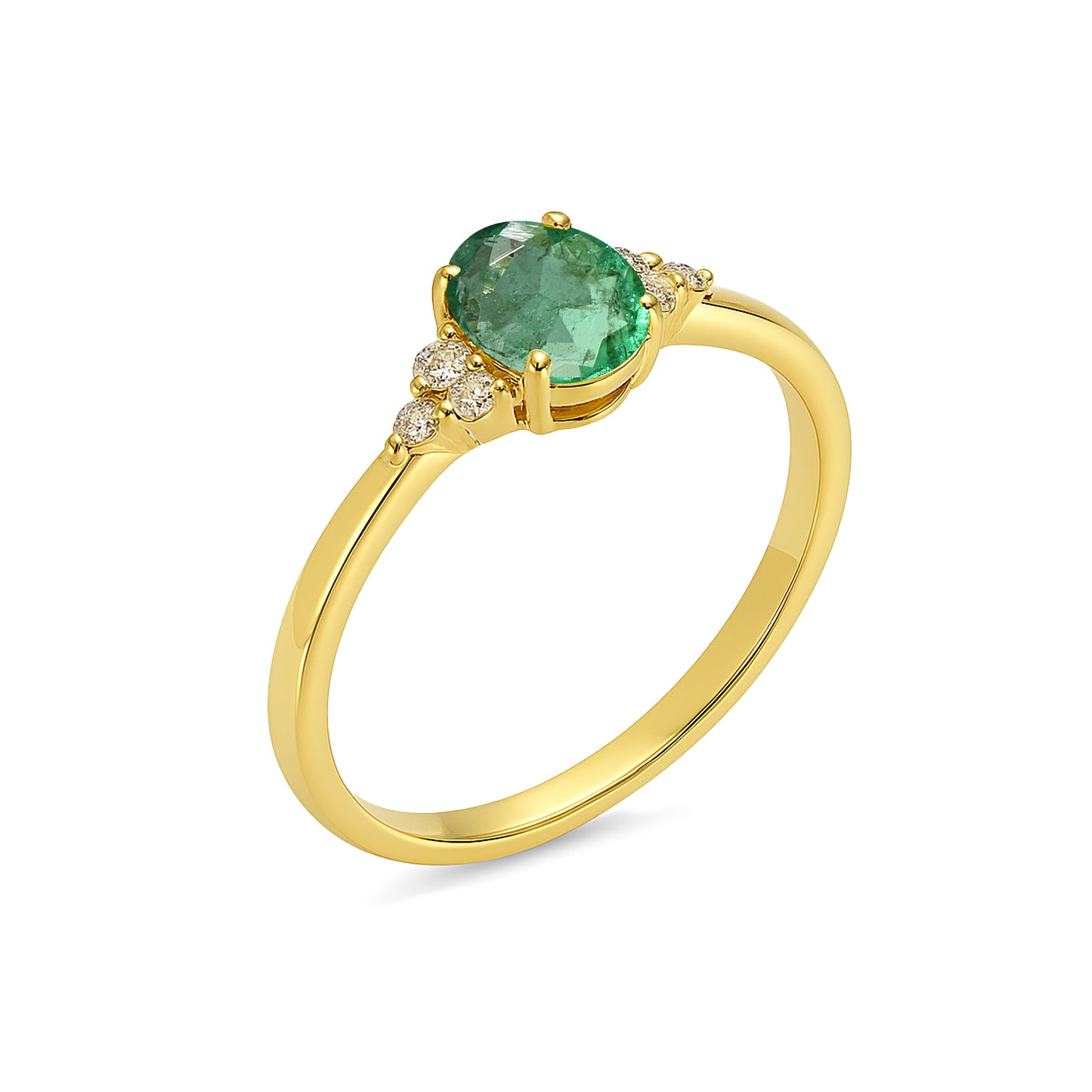 14k Emerald Diamond Oval Ring