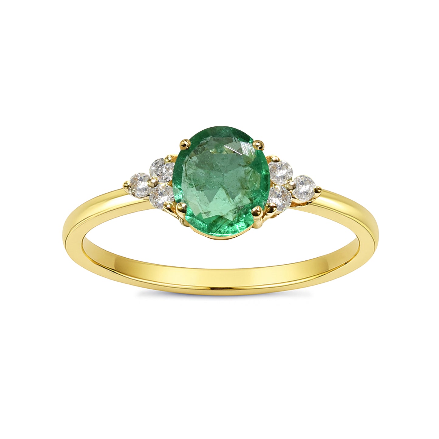 14k Emerald Diamond Oval Ring