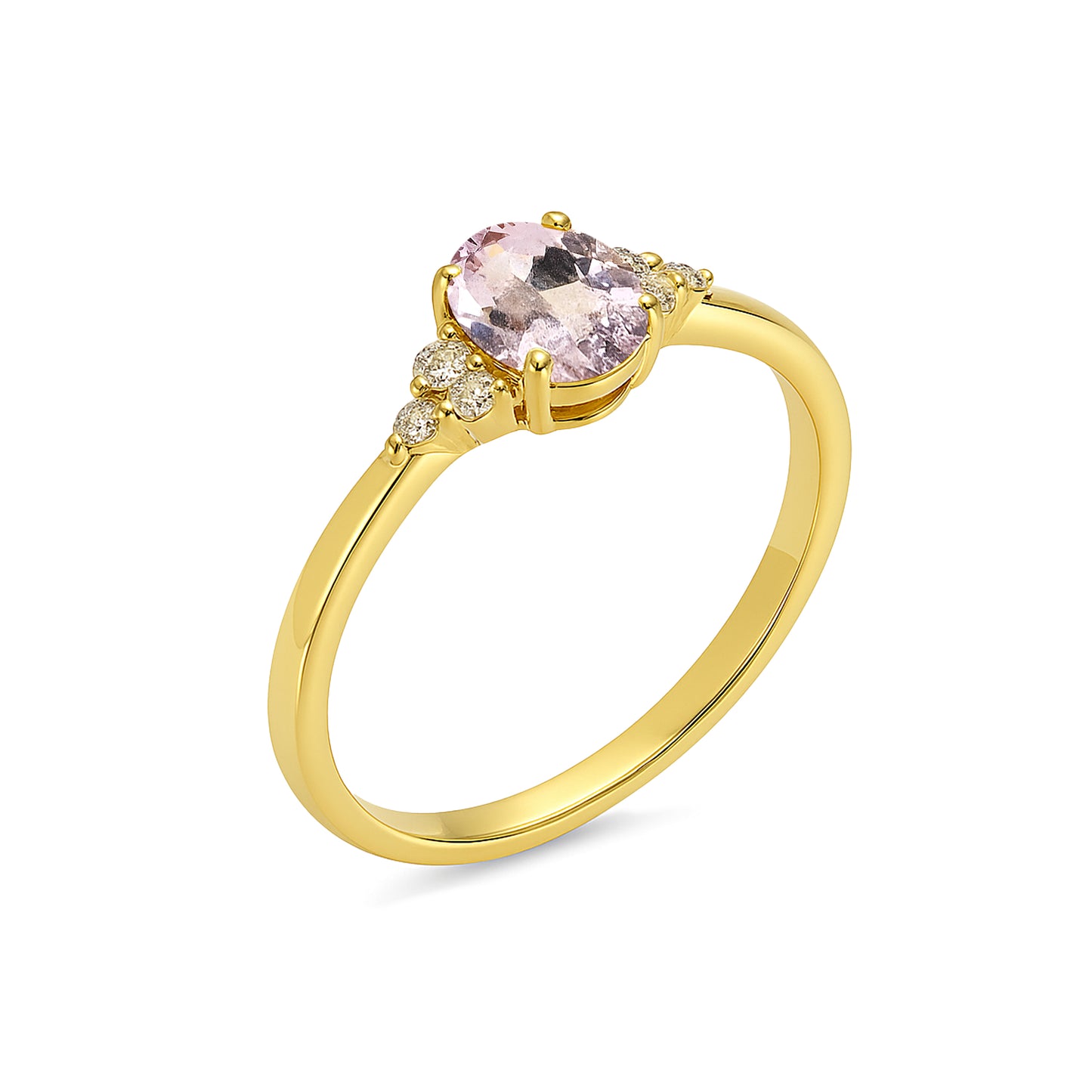 14k Pink Sapphire Diamond Oval Ring