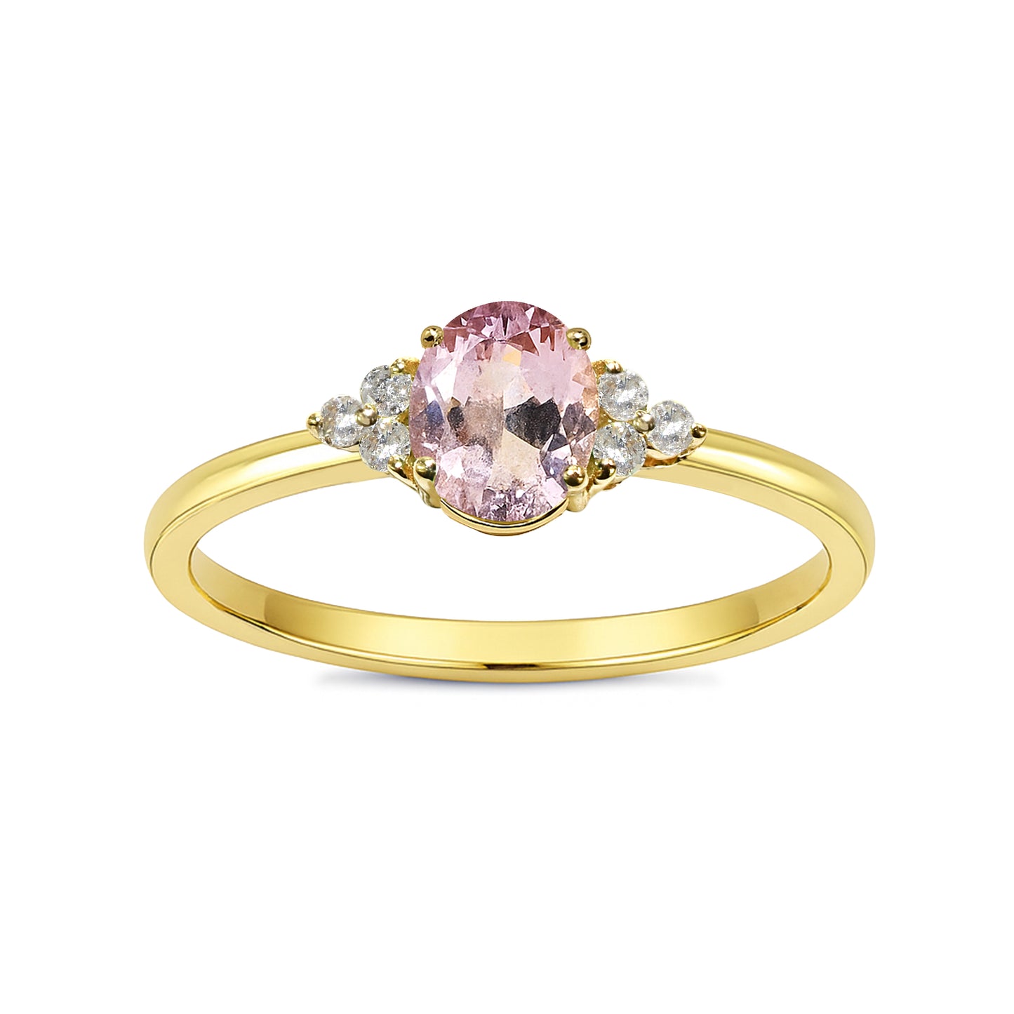 14k Pink Sapphire Diamond Oval Ring