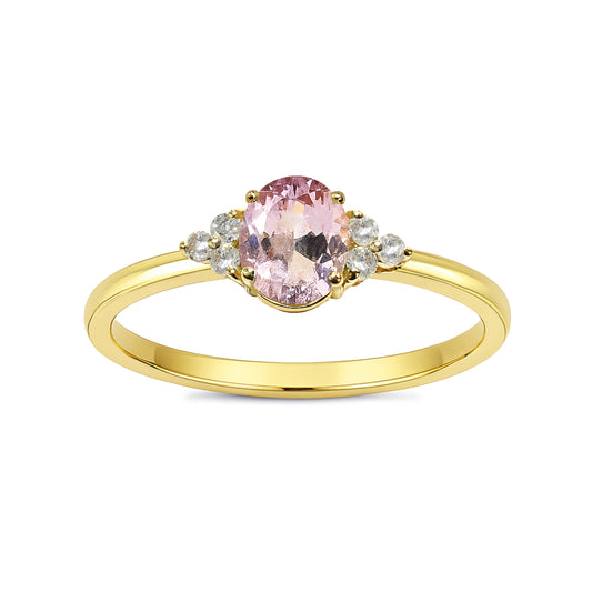 14k Pink Sapphire Diamond Oval Ring